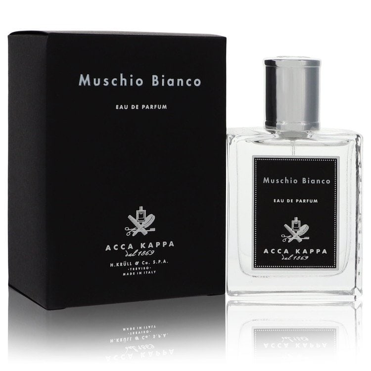Muschio Bianco (White Musk/Moss) by Acca Kappa Eau De Parfum Spray (Unisex) 1.7 oz: Muschio Bianco (White Musk/Moss) by Acca Kappa Eau De Parfum Spray (Unisex) 1.7 oz Muschio Bianco (White Musk/Moss) by Acca Kappa Eau De Parfum Spray features a fresh-powdery scent with citrusy lemon,