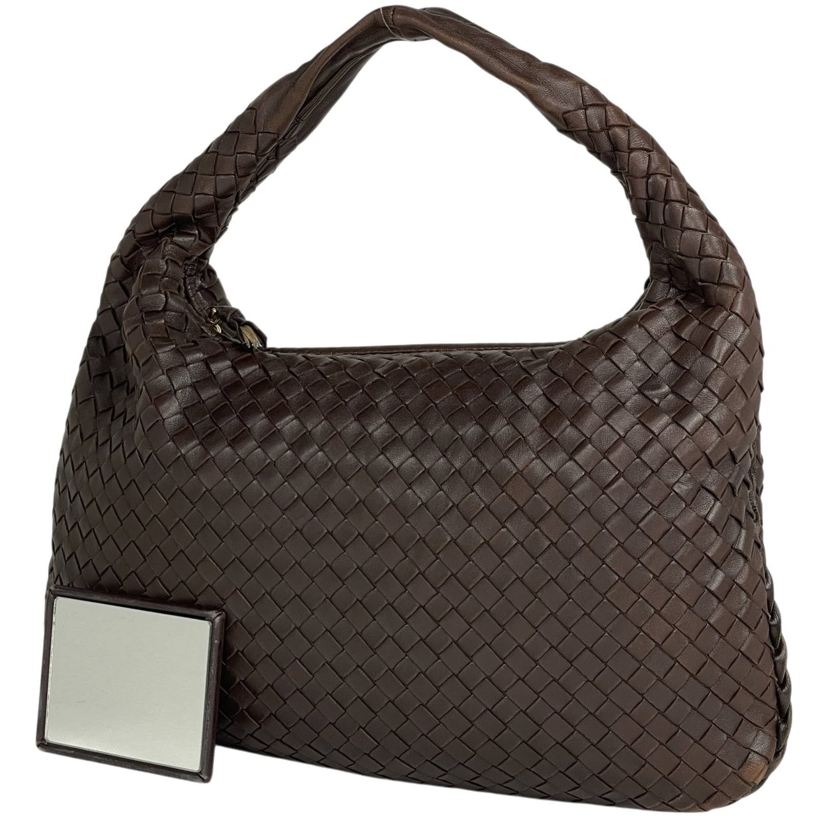 Veneta Bottega Shoulder Bag Intrecciato: Veneta Bottega Shoulder Bag Intrecciato Introducing the Veneta Bottega Shoulder Bag, crafted from high-quality Intrecciato material. This stylish bag boasts a classic design with clean lines and a tim