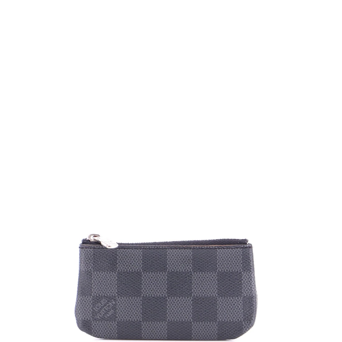 Graphite Damier Key Pouch Louis Vuitton: Graphite Damier Key Pouch Louis Vuitton Black Damier Graphite canvas coated key pouch from Louis Vuitton, featuring a classic design with moderate peeling on the edges and small marks in the