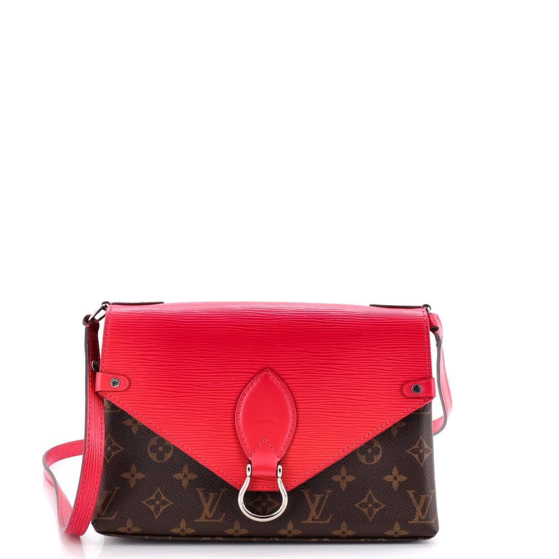Handbag Canvas Monogram Epi Leather Louis Vuitton Saint: Handbag Canvas Monogram Epi Leather Louis Vuitton Saint Pink Louis Vuitton Saint Michel Handbag Monogram Canvas and Epi Leather Exterior. Features minor scuffs, minor creases, and minor corner wear