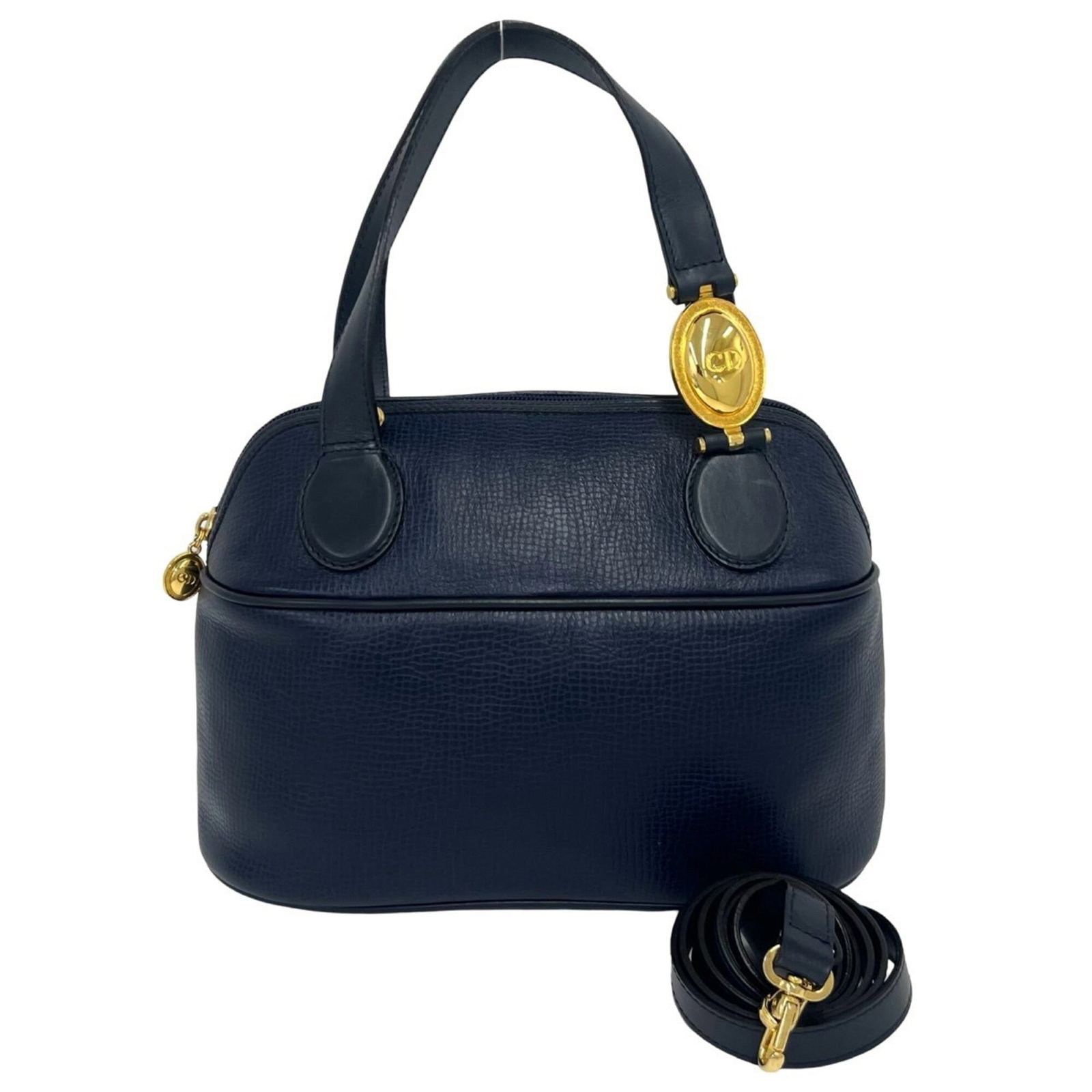 Handbag Shoulder Christian Dior Leather: Handbag Shoulder Christian Dior Leather The Christian Dior leather shoulder bag boasts a classic navy color and sleek design, with precise measurements at 21.5cm x 27.5cm x 11.5cm. Made from