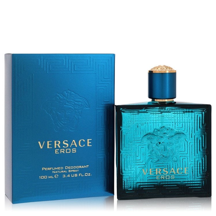 Versace Eros by Versace Deodorant Spray 3.4 oz: Versace Eros by Versace Deodorant Spray 3.4 oz Versace Eros by Versace Deodorant Spray is a decadent fragrance for men, featuring a crisp zing of mint oil, fruity green apple and Italian lemon, with m