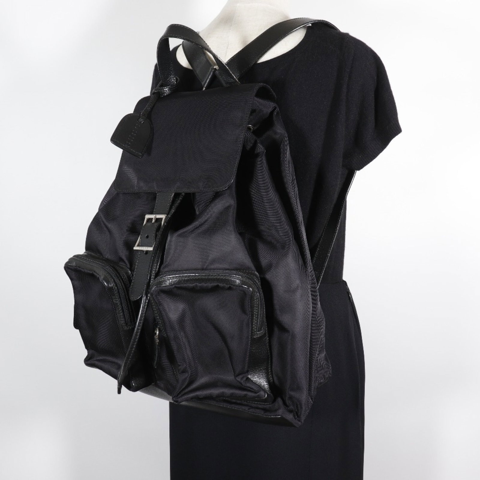 Nylon Canvas Leather Backpack Gucci - 16