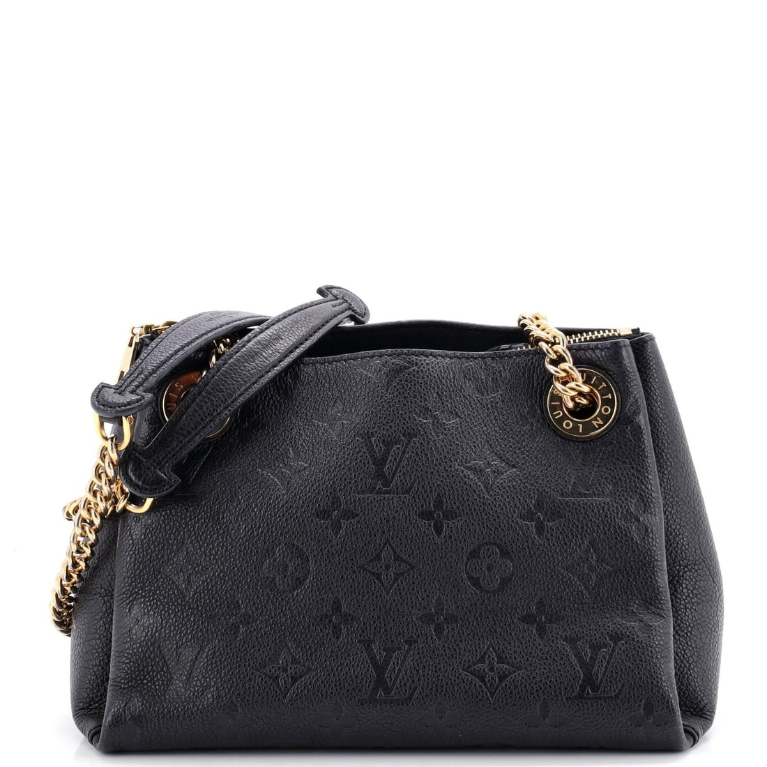 Louis Vuitton Surene handbag monogram empreinte leather: Louis Vuitton Surene handbag monogram empreinte leather Blue Louis Vuitton Surene handbag with monogram empreinte leather exterior, featuring a classic shoulder bag design and gold hardware. The bag m