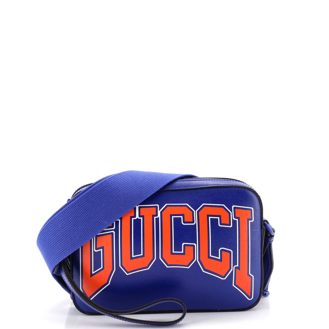 Gucci NY Dragons Camera Crossbody Bag Printed Leather Small: Gucci NY Dragons Camera Crossbody Bag Printed Leather Small Small Gucci NY Dragons Camera Crossbody Bag in Blue Leather. This printed leather shoulder bag features a blue exterior with silver
