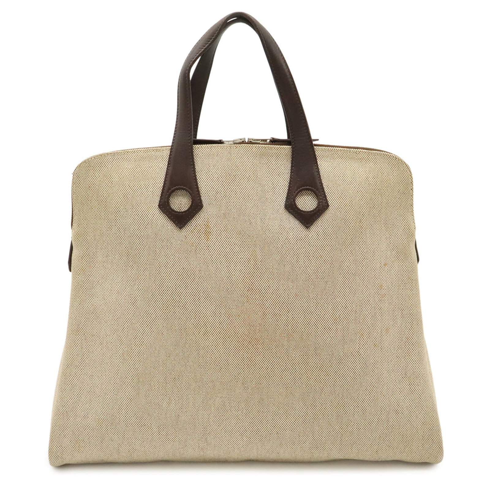 Canvas leather tote bag from Hermes: Canvas leather tote bag from Hermes Canvas leather tote bag from Hermes, featuring high-quality canvas and genuine leather construction in natural brown. Measuring 34cm x 40cm x 7cm, this classic