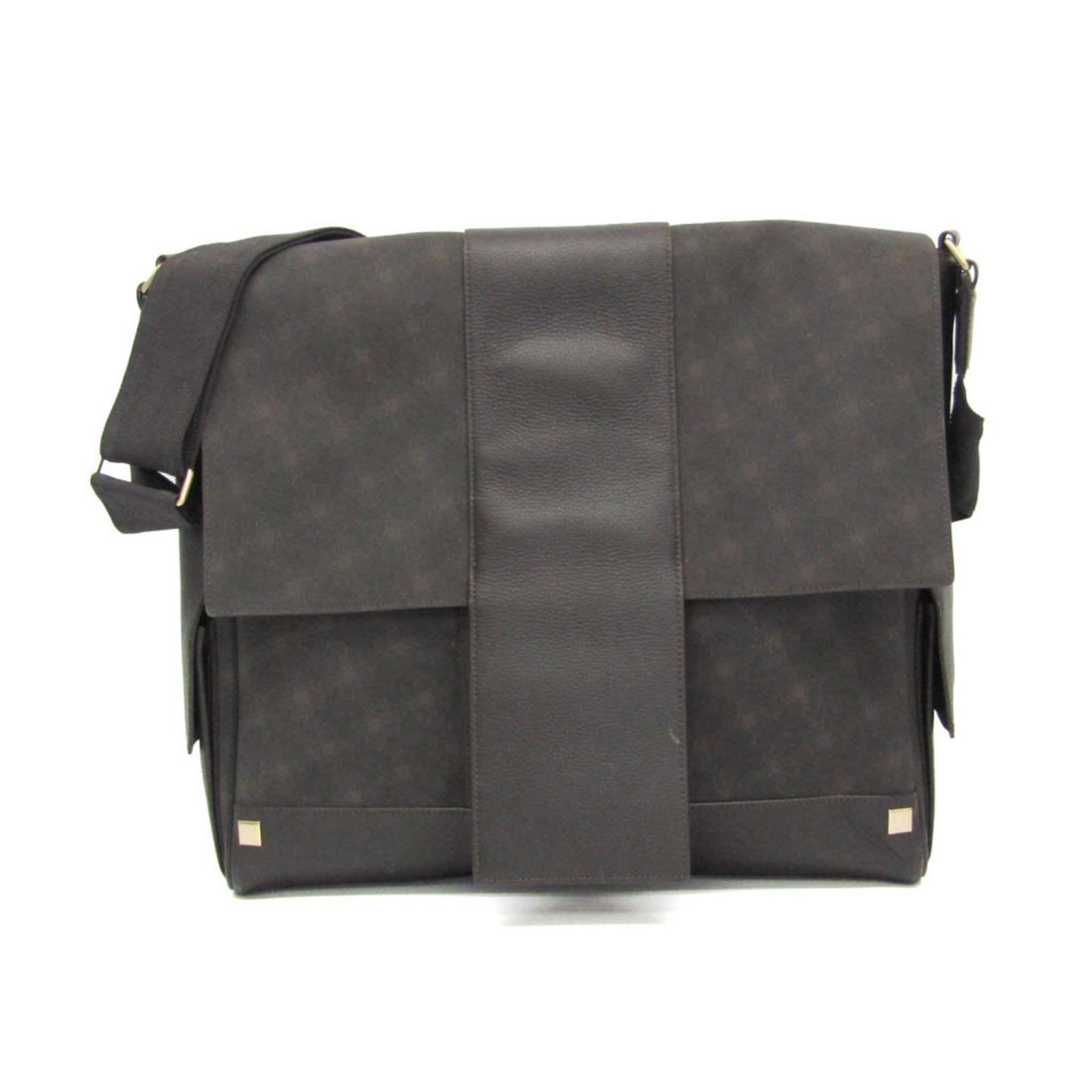 Shoulder bag leather pvc by Dunhill: Shoulder bag leather pvc by Dunhill Dunhill's shoulder bag combines classic style with modern materials, featuring a durable leather and PVC blend in dark brown. The sleek design measures 36cm x 35cm