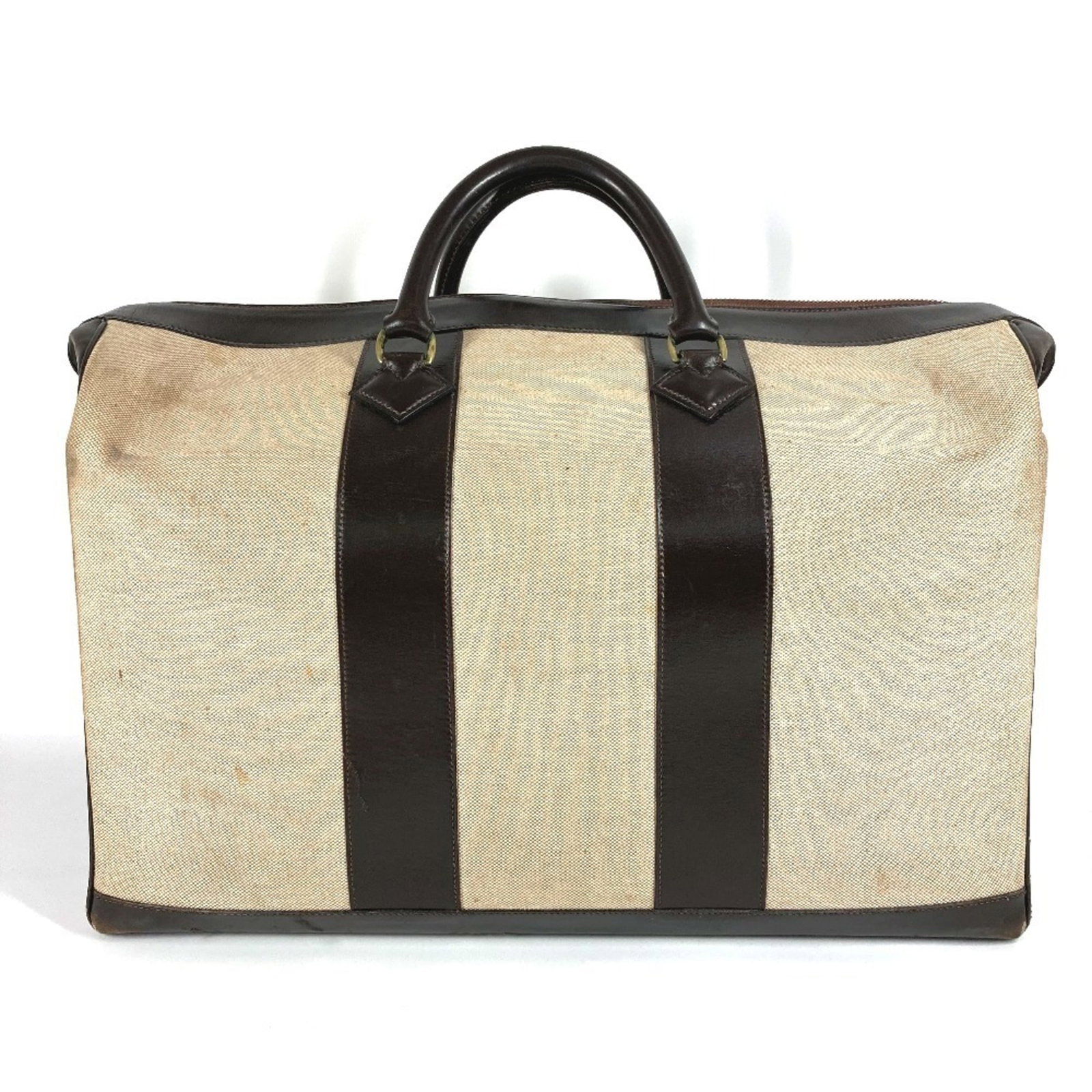 Boston Bag Leather Hermes Canvas: Boston Bag Leather Hermes Canvas Boston Bag Leather Hermes Canvas - A classic design from the French fashion house, this bag features high-quality leather and canvas materials in a timeless beige and