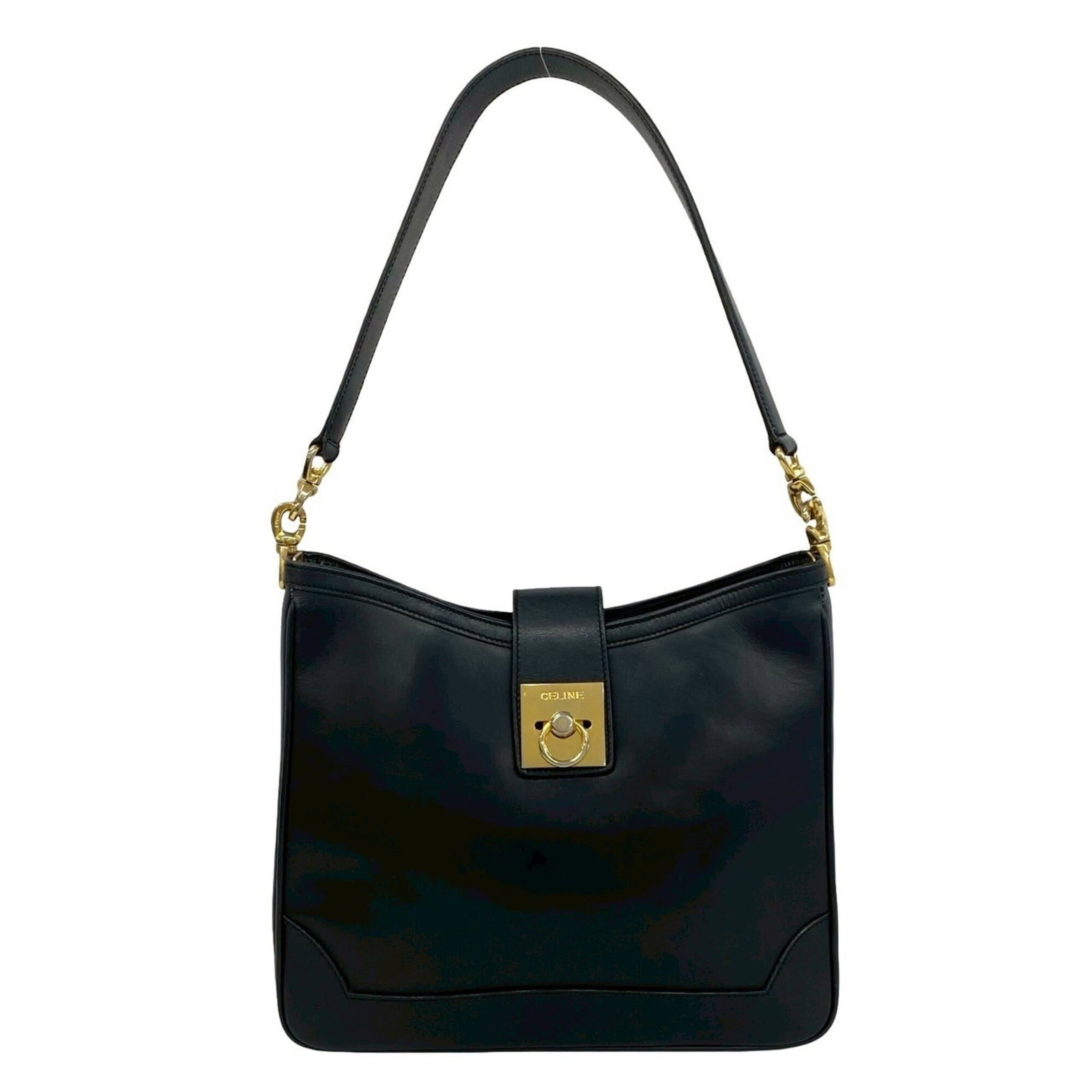 Celine Leather Bag Tote Shoulder: Celine Leather Bag Tote Shoulder Calfskin leather construction provides durability and sophistication. The sleek black design features a classic shoulder strap, perfect for everyday use. Measuring