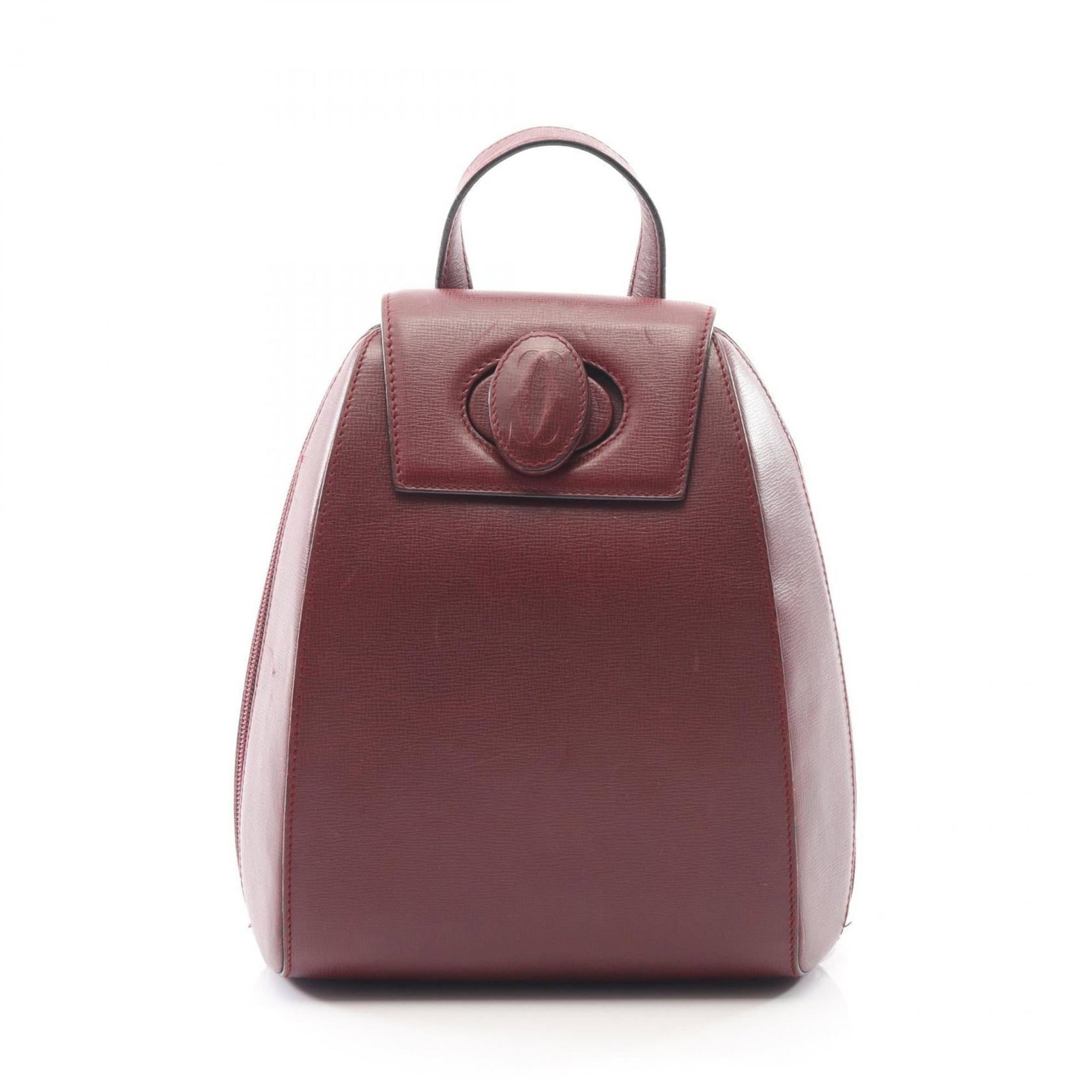 Backpack Leather Cartier: Backpack Leather Cartier Bordeaux leather backpack from Cartier, measuring 25cm x 20cm x 11cm. This stylish and compact bag features high-quality leather construction with a classic design that exudes