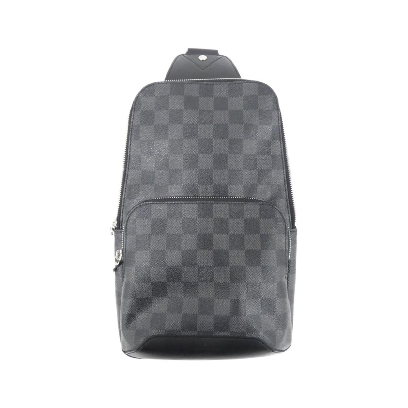 Shoulder bag coated canvas by Louis Vuitton: Shoulder bag coated canvas by Louis Vuitton This Louis Vuitton shoulder bag features a coated canvas material and a dark gray color. Measuring 31cm x 20cm x 9cm, it comes with a dust bag for added