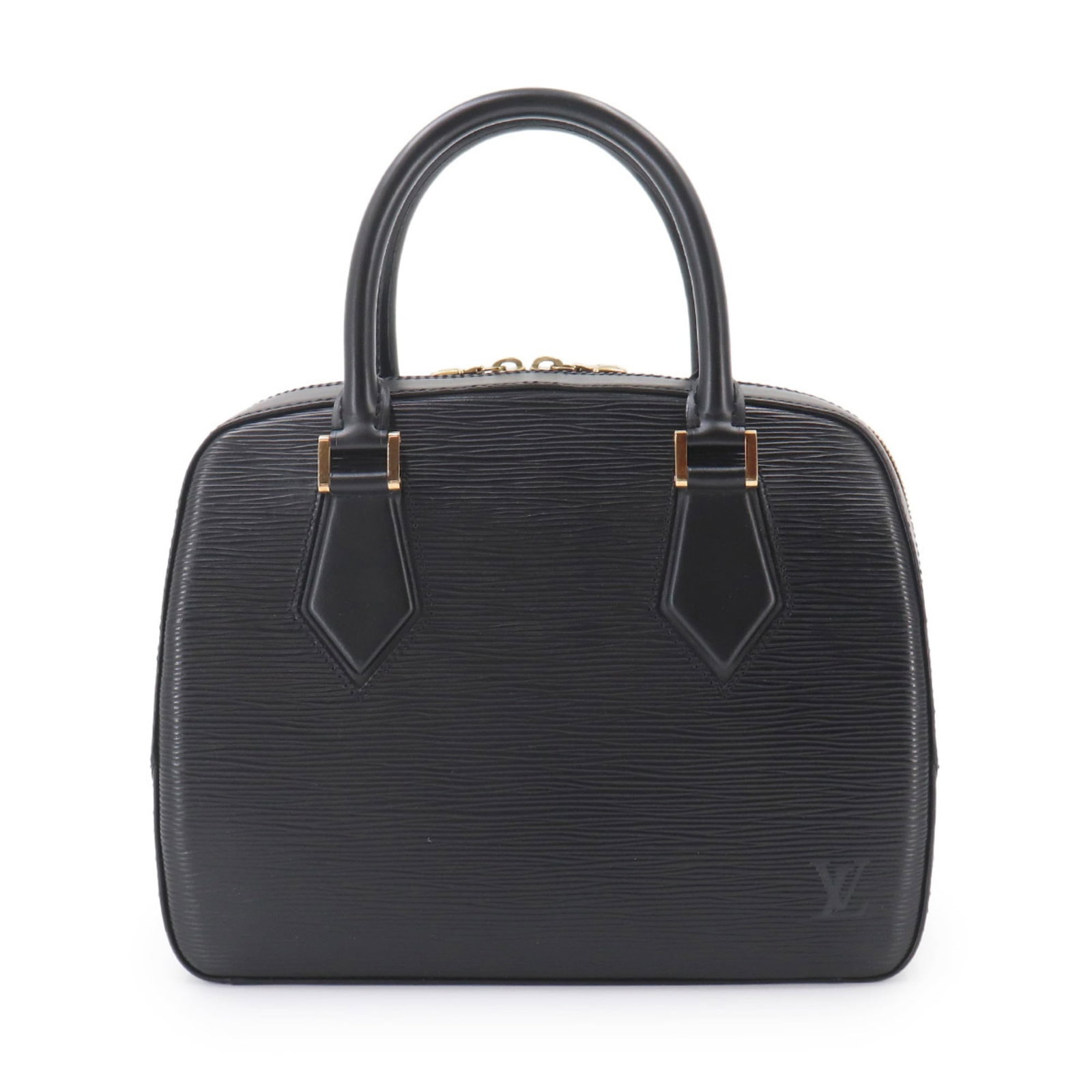 Louis Vuitton Handbag Epi Leather: Louis Vuitton Handbag Epi Leather Epi leather craftsmanship shines in this sleek Louis Vuitton handbag, boasting a timeless Noir color and gold hardware. The bag's compact size, with dimensions of