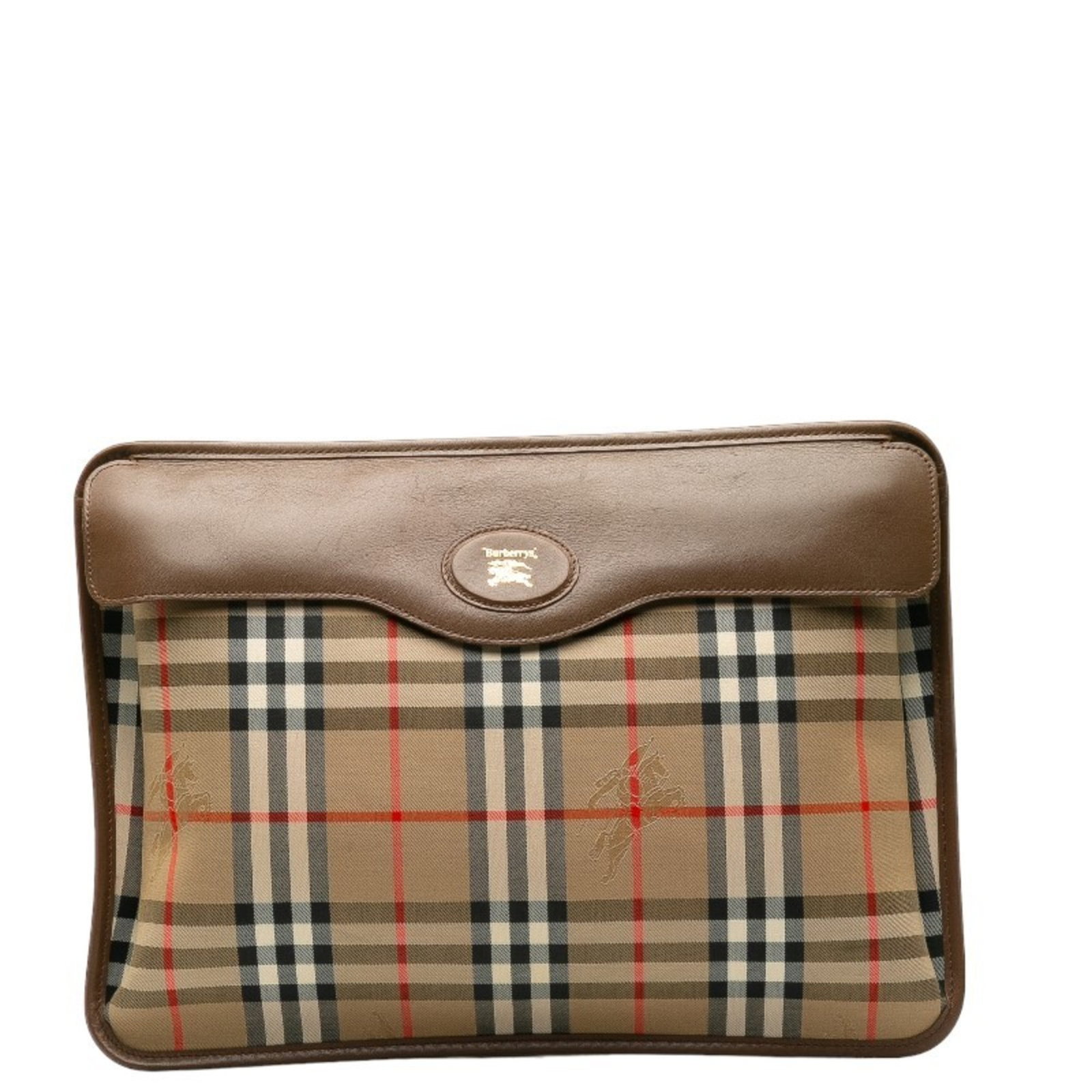 Canvas leather bag clutch Burberry: Canvas leather bag clutch Burberry Canvas leather bag clutch from Burberry, featuring a beige color and snap fastener closure. This stylish clutch has an outer zipper pocket for added convenience,