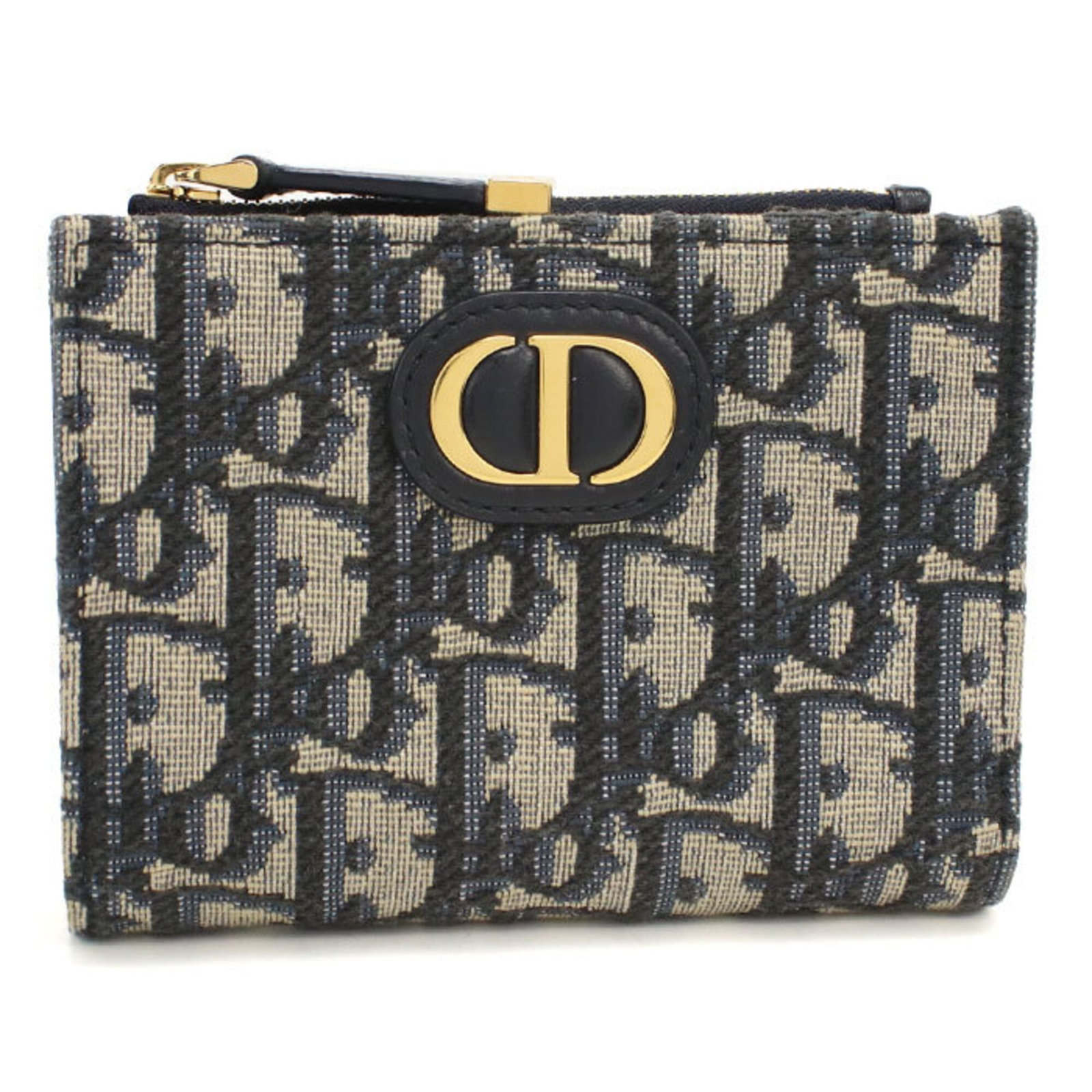 Christian Dior Wallet Bi Fold: Christian Dior Wallet Bi Fold Navy blue bi-fold wallet from Christian Dior, crafted in Italy with precise measurements at 9cm x 12cm x 1.5cm, offering a sleek and sophisticated design for everyday