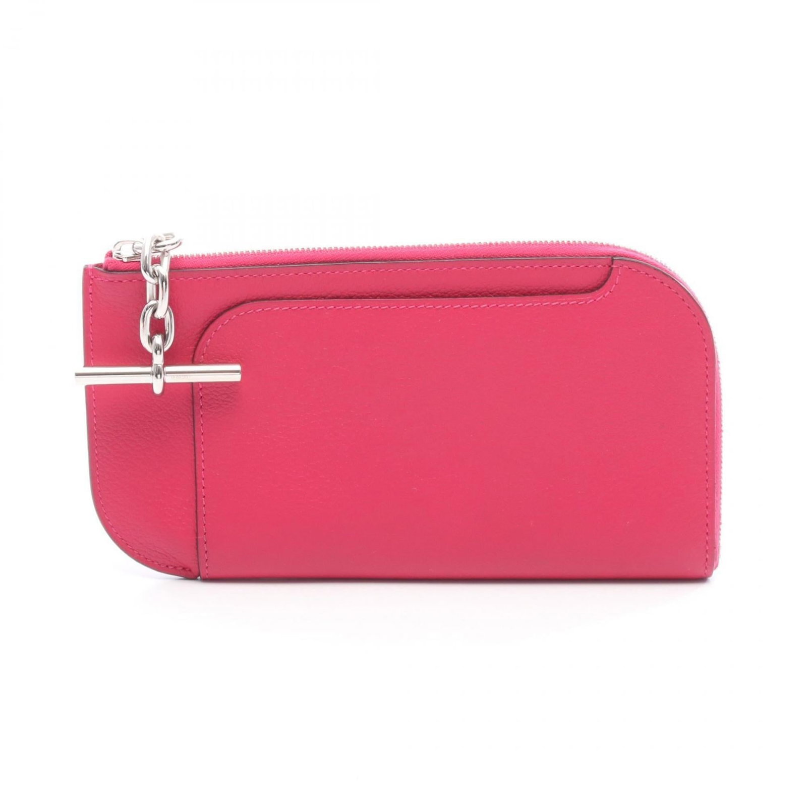 Leather Pouch Hermes: Leather Pouch Hermes Pink leather pouch from Hermes, measuring 10cm x 19cm. This small, stylish accessory features high-quality leather construction and a distinctive pink color. A simple yet elegant 