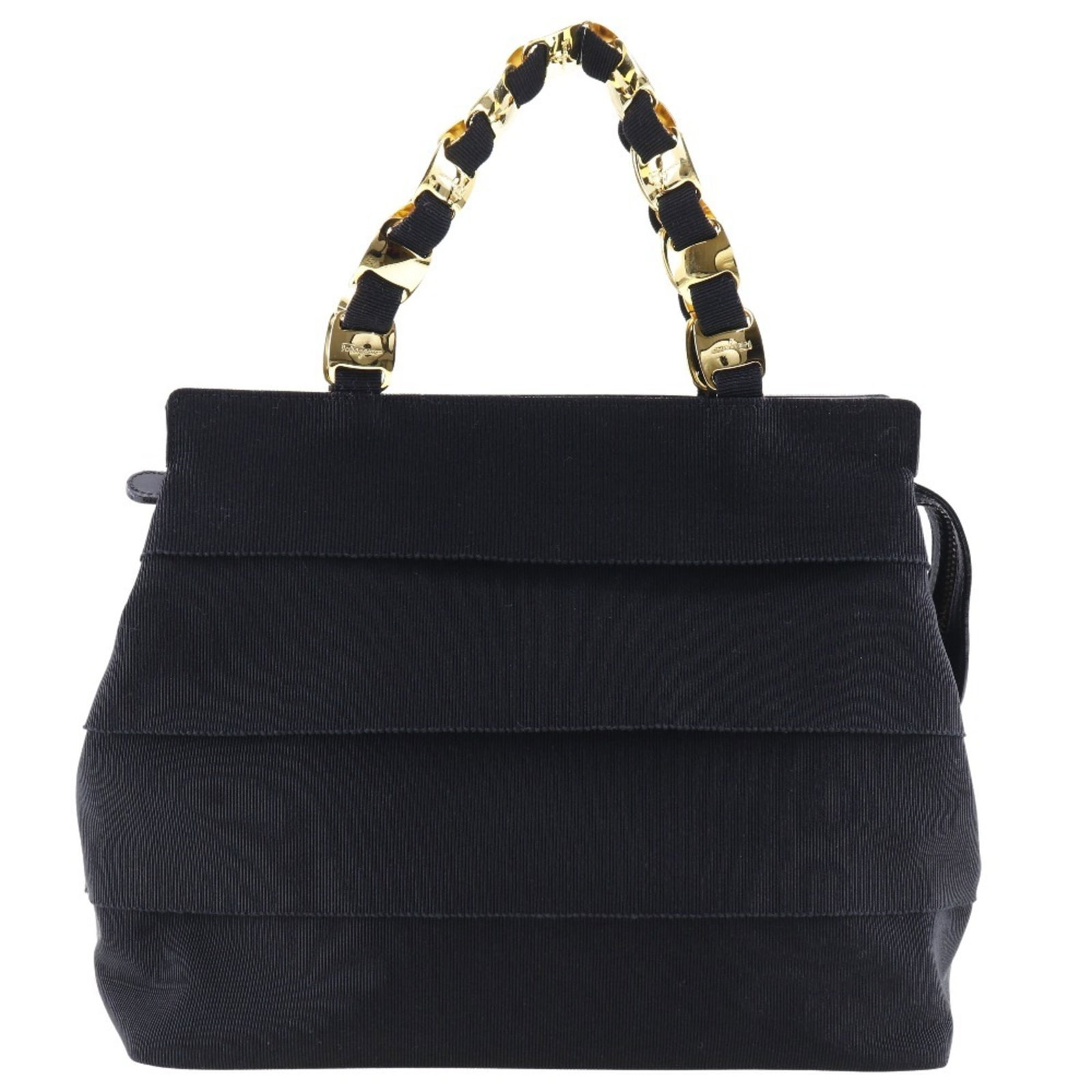 Salvatore Ferragamo Handbag Canvas: Salvatore Ferragamo Handbag Canvas Canvas handbag from Salvatore Ferragamo, crafted in Italy with a sleek black design. Measuring 21cm x 25cm x 11cm, the AU-21 5251 features a durable canvas material