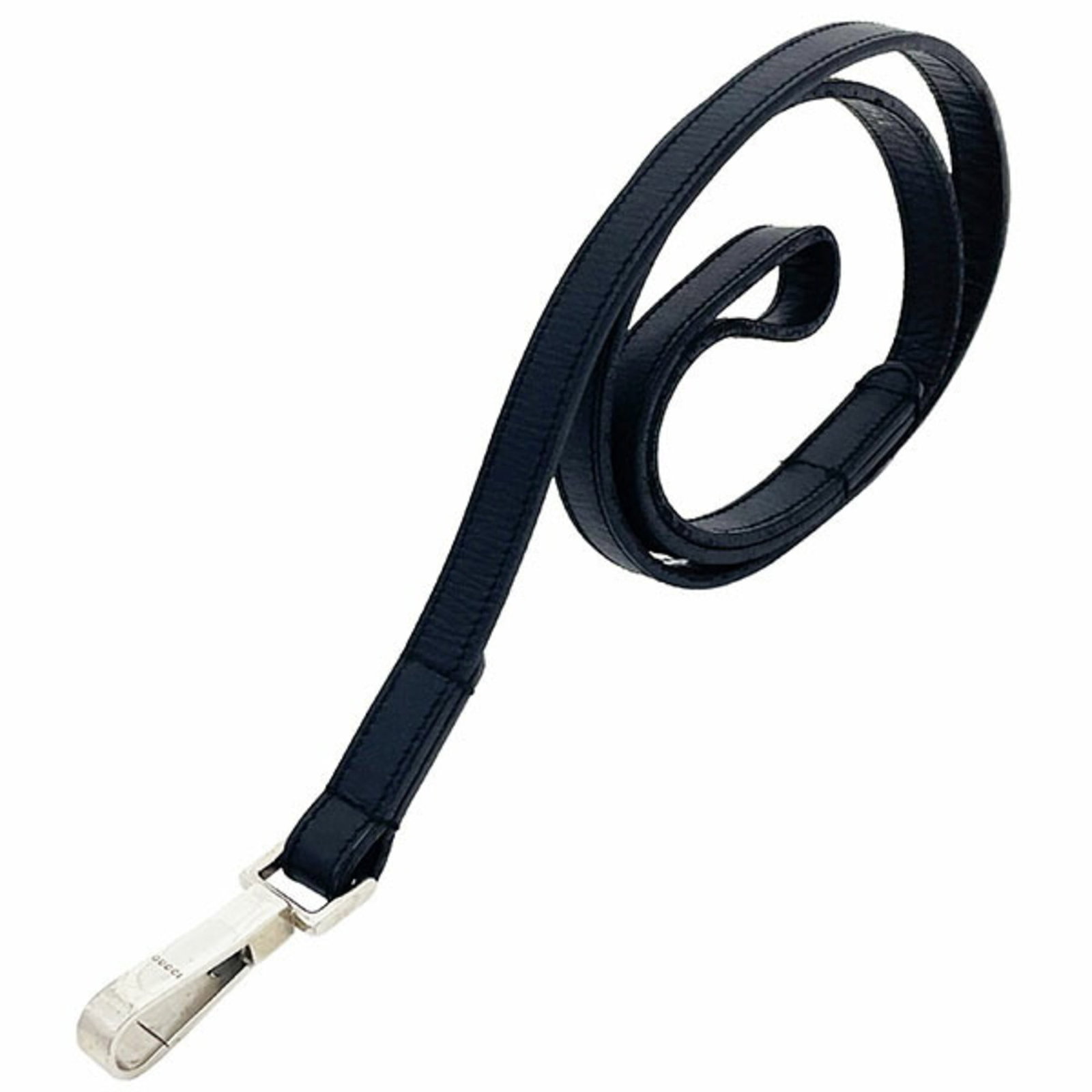 Leather leash from Gucci: Leather leash from Gucci Black leather leash from Gucci, featuring a sleek design and precise measurements. Made from high-quality leather with a minimum length of 95cm and a width of 1.4cm, this leas