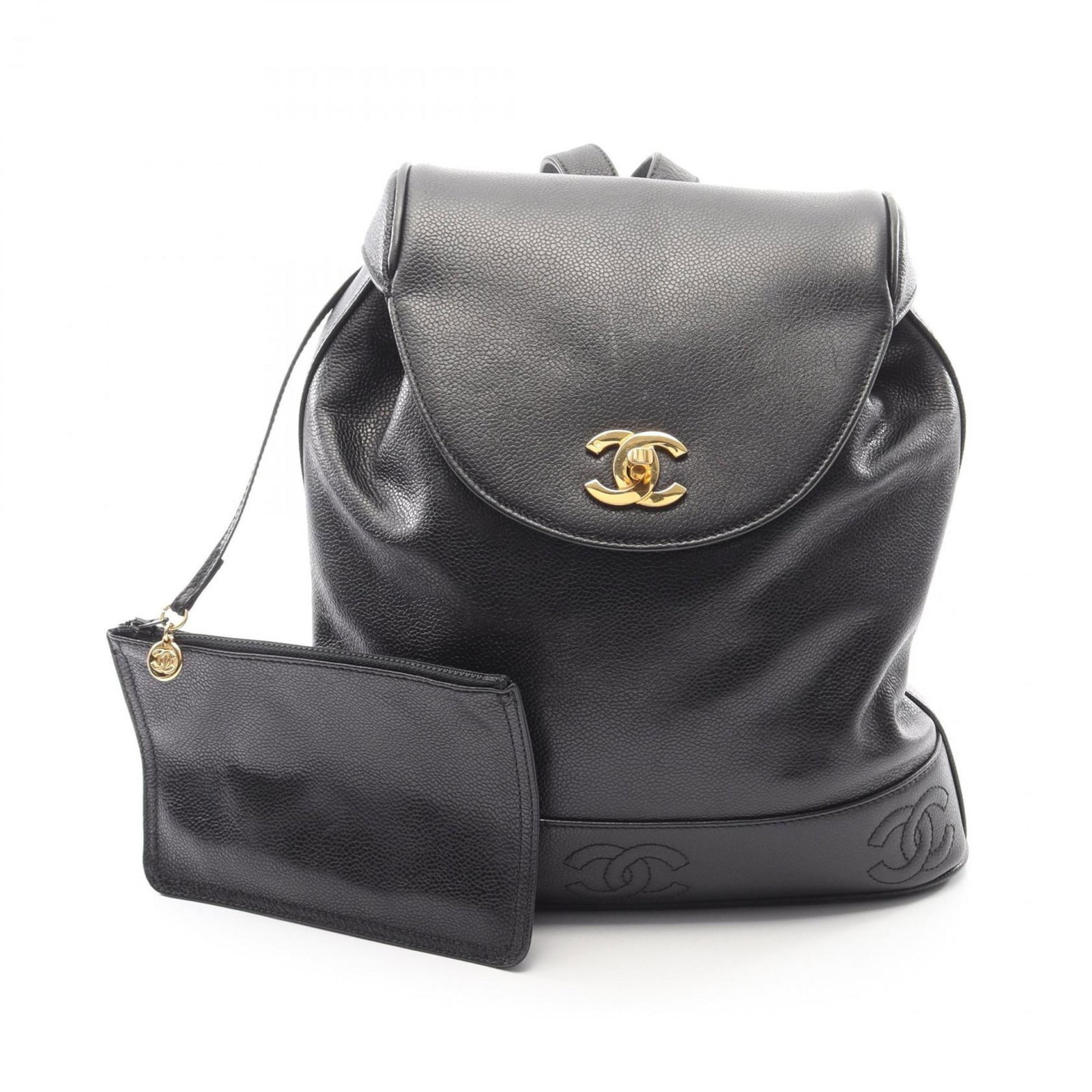 Handbag Backpack Calfskin Grained Chanel: Handbag Backpack Calfskin Grained Chanel Grained Calfskin Chanel Backpack boasts sleek, sophisticated design with gold hardware in a timeless black finish. Measuring 33cm x 31cm x 10cm, it offers