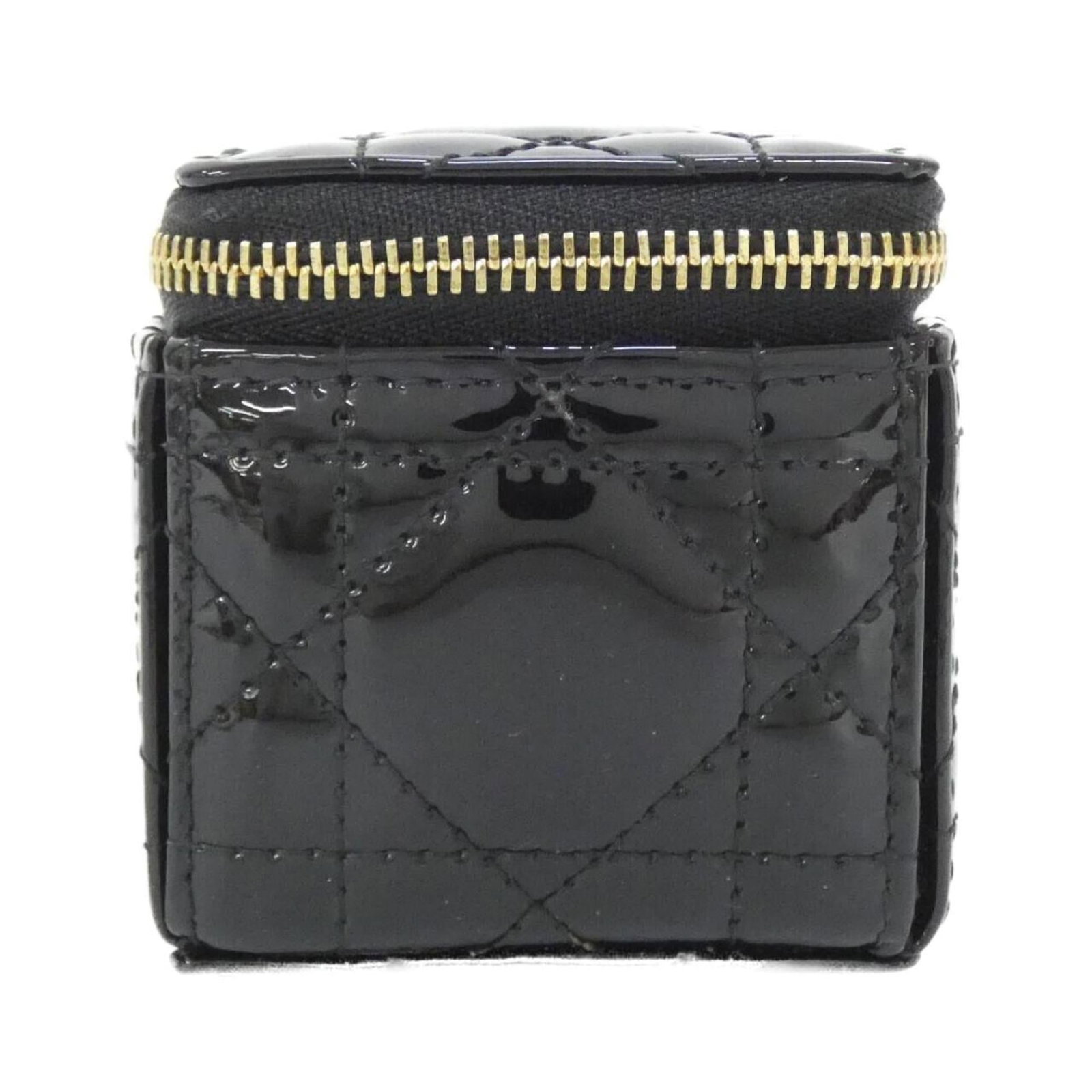 Handbag Leather Pouch Dior Christian: Handbag Leather Pouch Dior Christian Christian Dior MPN 084388CK leather pouch in black enamel, measuring 6.5cm x 6cm x 6cm. This sleek and compact leather pouch features a classic design with a durab