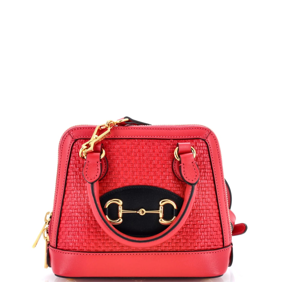 Raffia horsebit mini top bag gucci 1955: Raffia horsebit mini top bag gucci 1955 Raffia horsebit mini top bag from iconic Gucci's 1955 collection, featuring a striking red exterior and neutral canvas interior. This miniature masterpiece boas