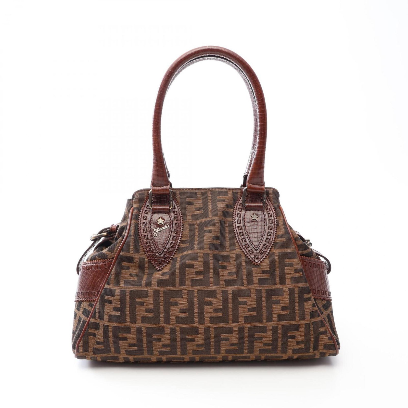 Canvas Leather Fendi Handbag: Canvas Leather Fendi Handbag Canvas Leather Fendi Handbag. This brown canvas and leather handbag from Fendi measures 24cm x 32cm x 14cm, offering a unique blend of textures and colors in its compact s