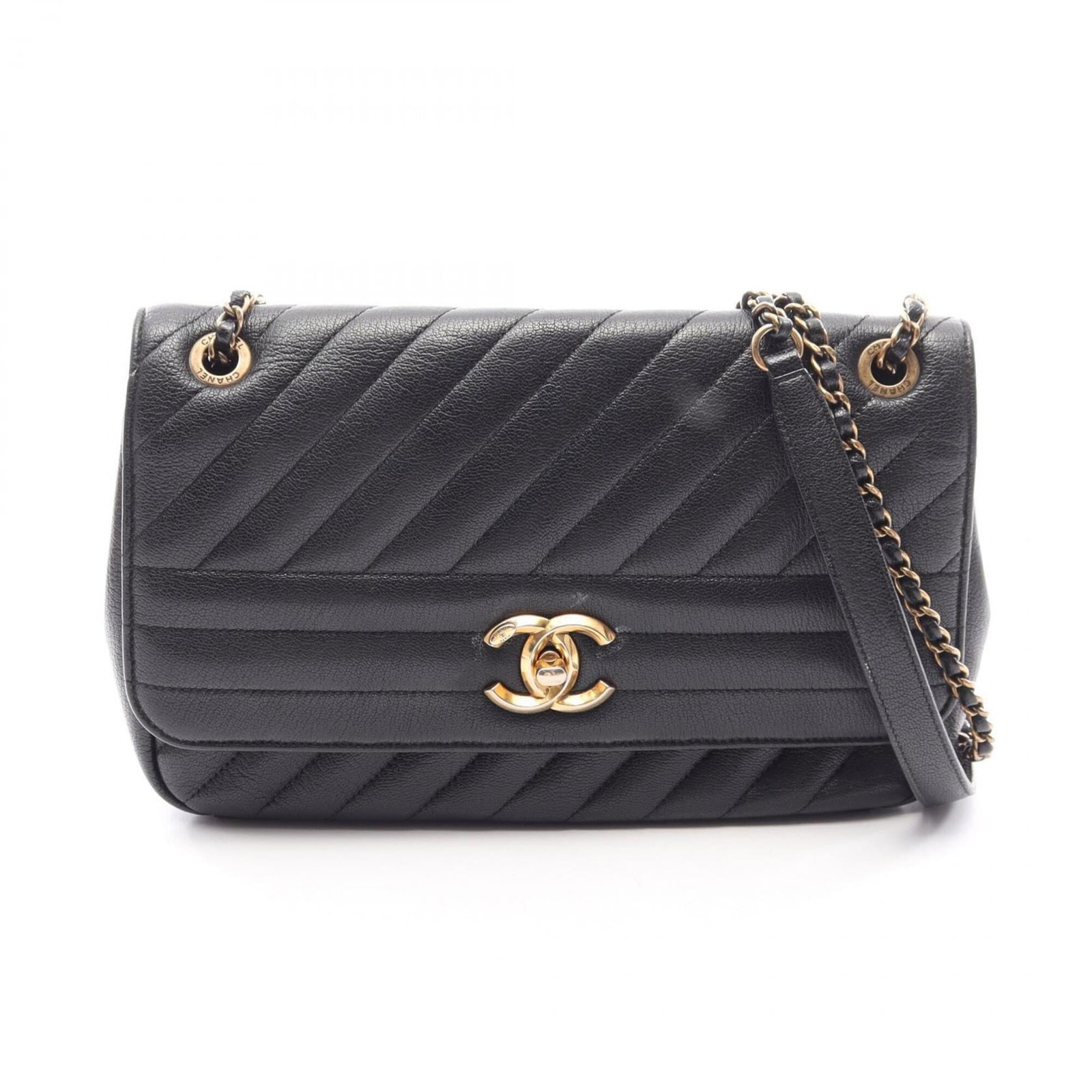 Chanel Handbag Shoulder Bag Leather: Chanel Handbag Shoulder Bag Leather Black leather shoulder bag from Chanel, featuring gold hardware. Measuring 15.5cm x 24.5cm x 6cm, it has a sleek design and classic style. A genuine Chanel handbag 