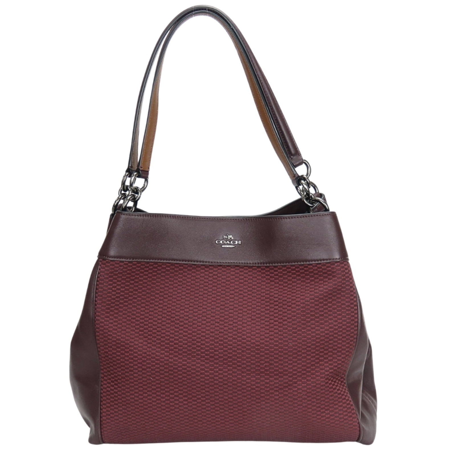 Coach Tote Bag Canvas: Coach Tote Bag Canvas Canvas tote bag from Coach, featuring a classic Bordeaux brown color and a spacious interior. With a sturdy zipper pocket on the outer side, this everyday tote provides