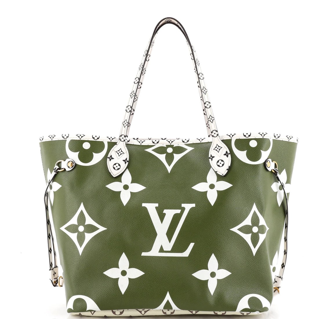 Louis Vuitton Neverfull NM Tote Colored Monogram Giant MM Edition Limited: Louis Vuitton Neverfull NM Tote Colored Monogram Giant MM Edition Limited Canvas Coated Louis Vuitton Neverfull NM Tote in Multicolor with Green, Neutral Interior and Gold Hardware. This Limited