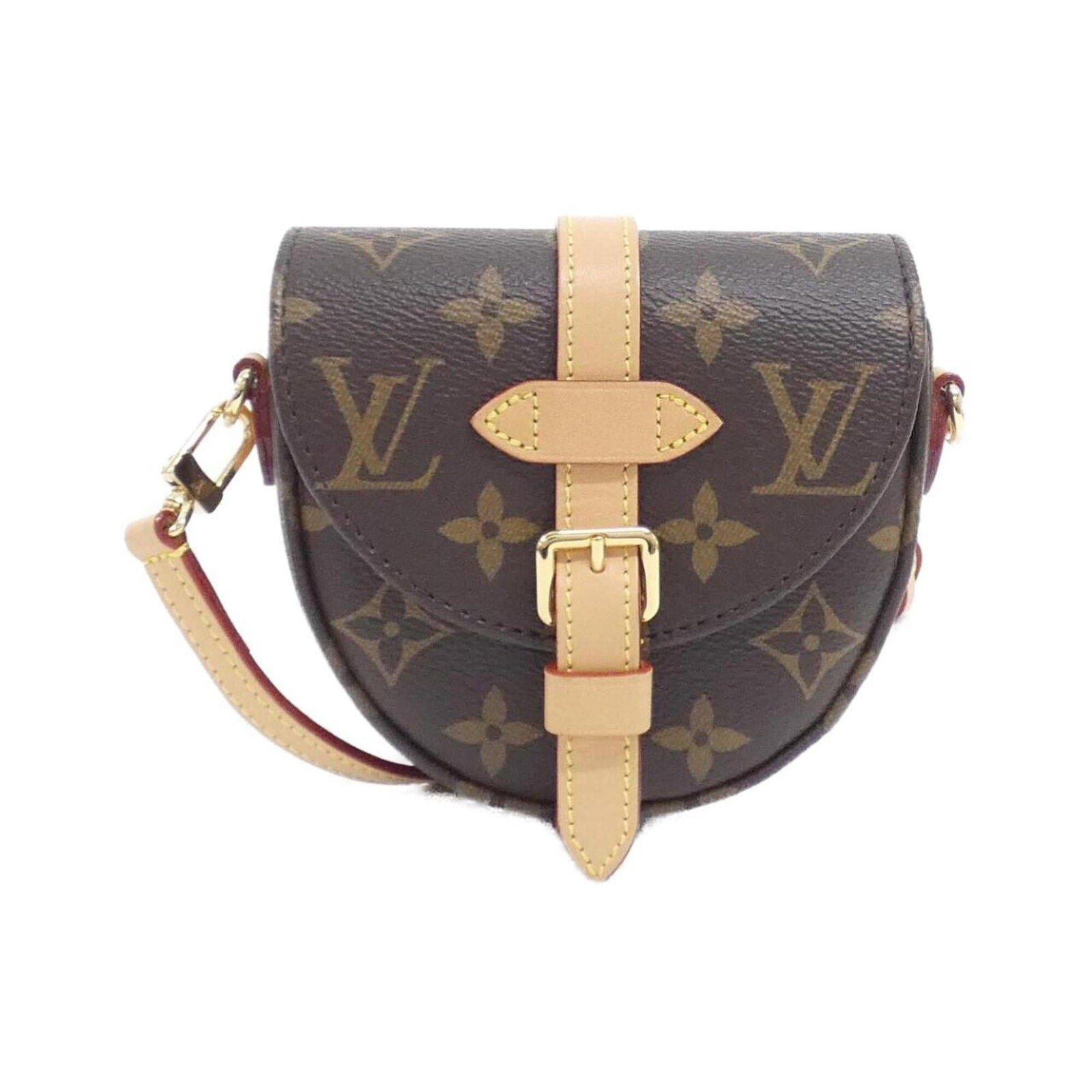 Shoulder bag coated canvas by Louis Vuitton: Shoulder bag coated canvas by Louis Vuitton Coated canvas by Louis Vuitton, featuring gold hardware and a classic maroon color. This shoulder bag boasts a sleek design with a compact size that makes i