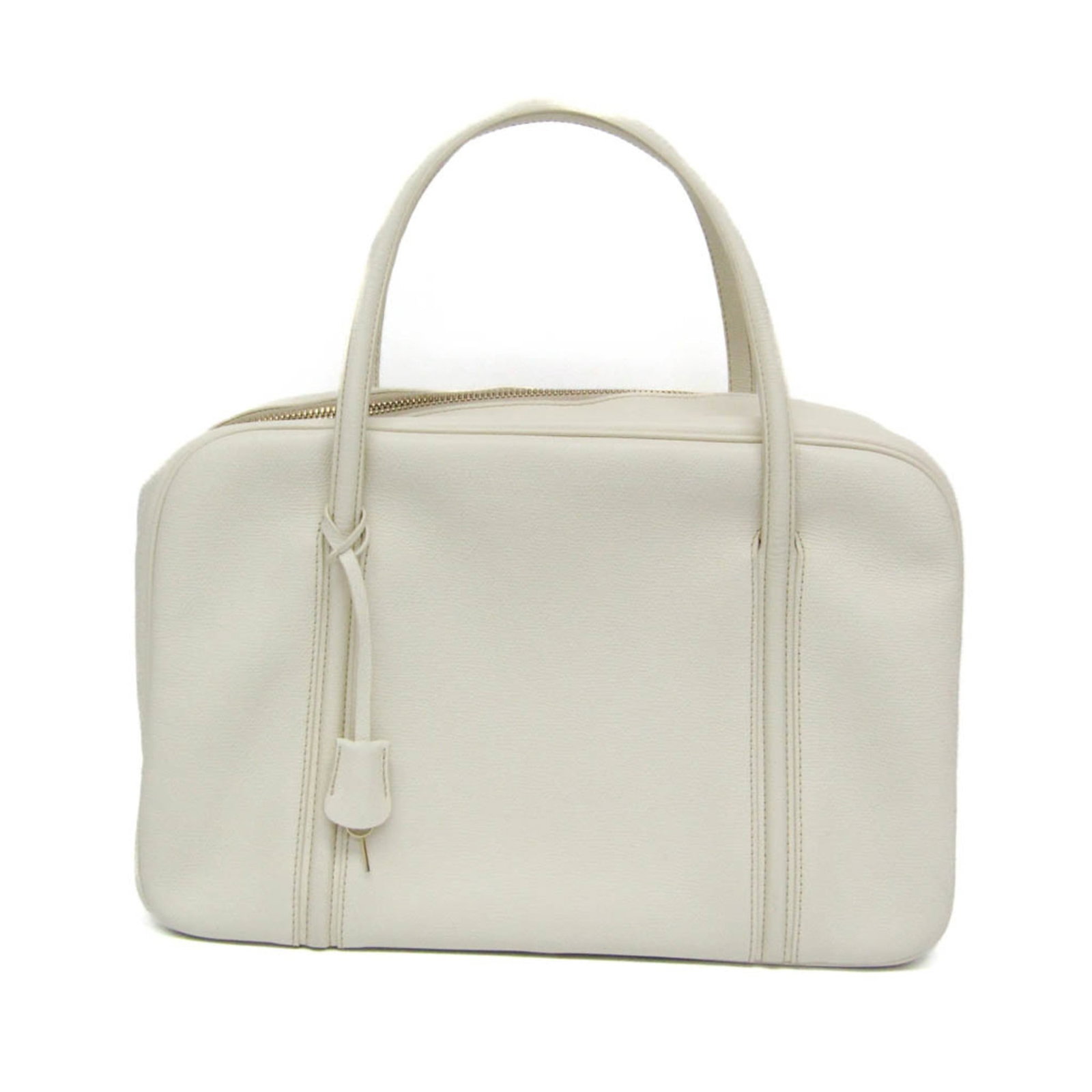 Handbag Leather Valextra: Handbag Leather Valextra White leather handbag with zipper closure, featuring an inner zipper pocket for added convenience. The Valextra design boasts clean lines and classic style, making it a