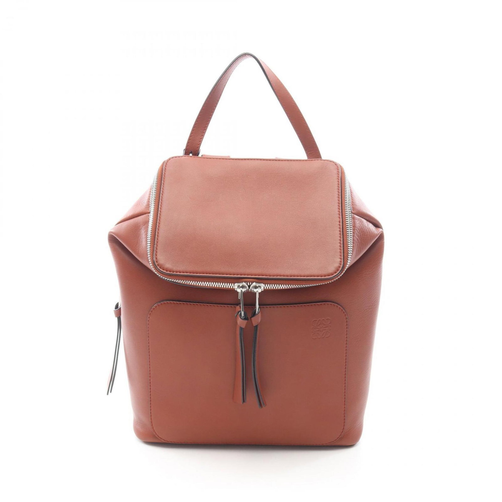 Loewe Backpack Leather: Loewe Backpack Leather This brown Loewe Backpack Leather is crafted from high-quality leather, featuring a classic design with clean lines and minimal details. Measuring 30cm x 24cm x 11cm, it provide