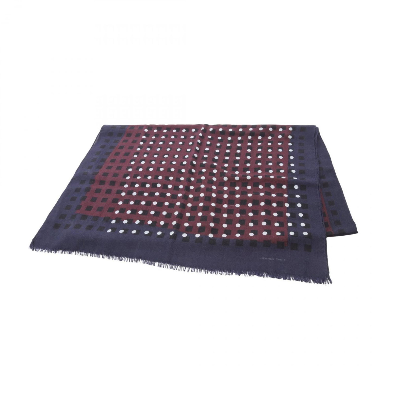 Hermes Shawl Silk Cashmere: Hermes Shawl Silk Cashmere Bordeaux and Navy hues converge in this stunning Silk Cashmere shawl from Hermes, boasting luxurious materials and sleek dimensions. Measuring 1.82m x 65cm, the shawl