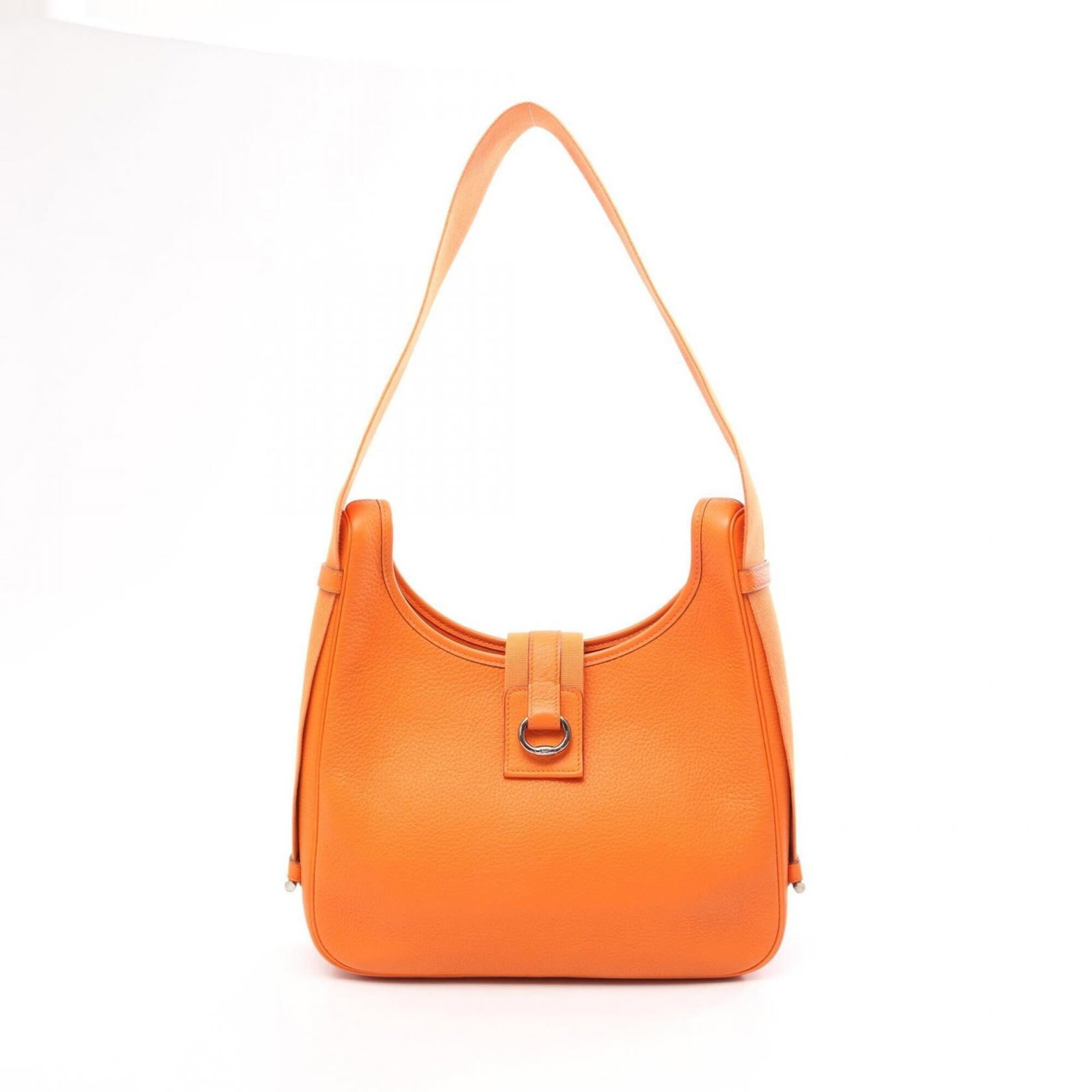 Clemence Handbag Leather Taurillon Shoulder Bag: Clemence Handbag Leather Taurillon Shoulder Bag Clemence Handbag Leather Taurillon Shoulder Bag features iconic Taurillon clemence leather in vibrant orange, a standout color for this stylish shoulder