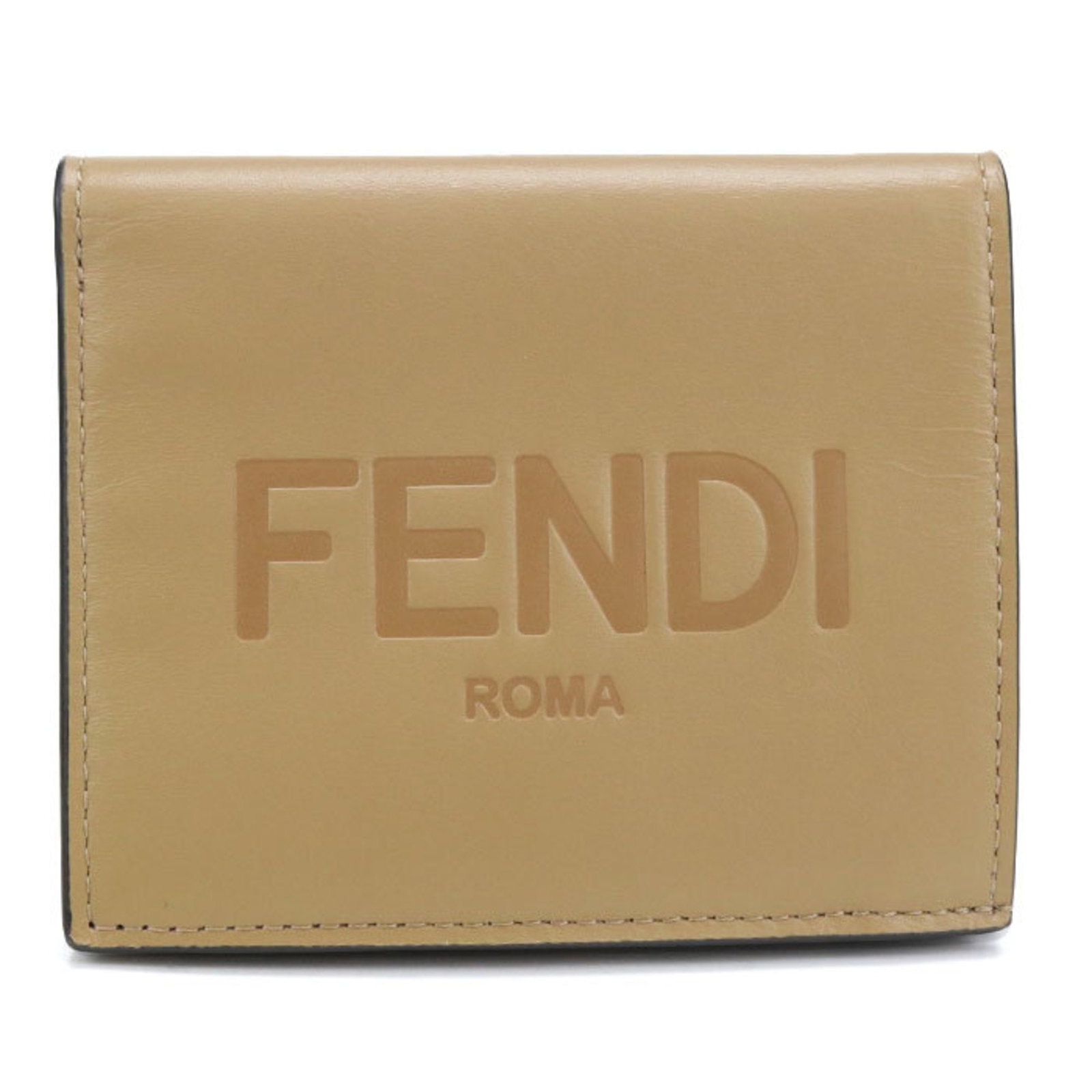 Fendi wallet bi fold leather: Fendi wallet bi fold leather Fendi's Zucca bi-fold wallet boasts sleek, understated elegance with its beige calfskin leather exterior. The interior features multiple slots for cards and a coin purse,