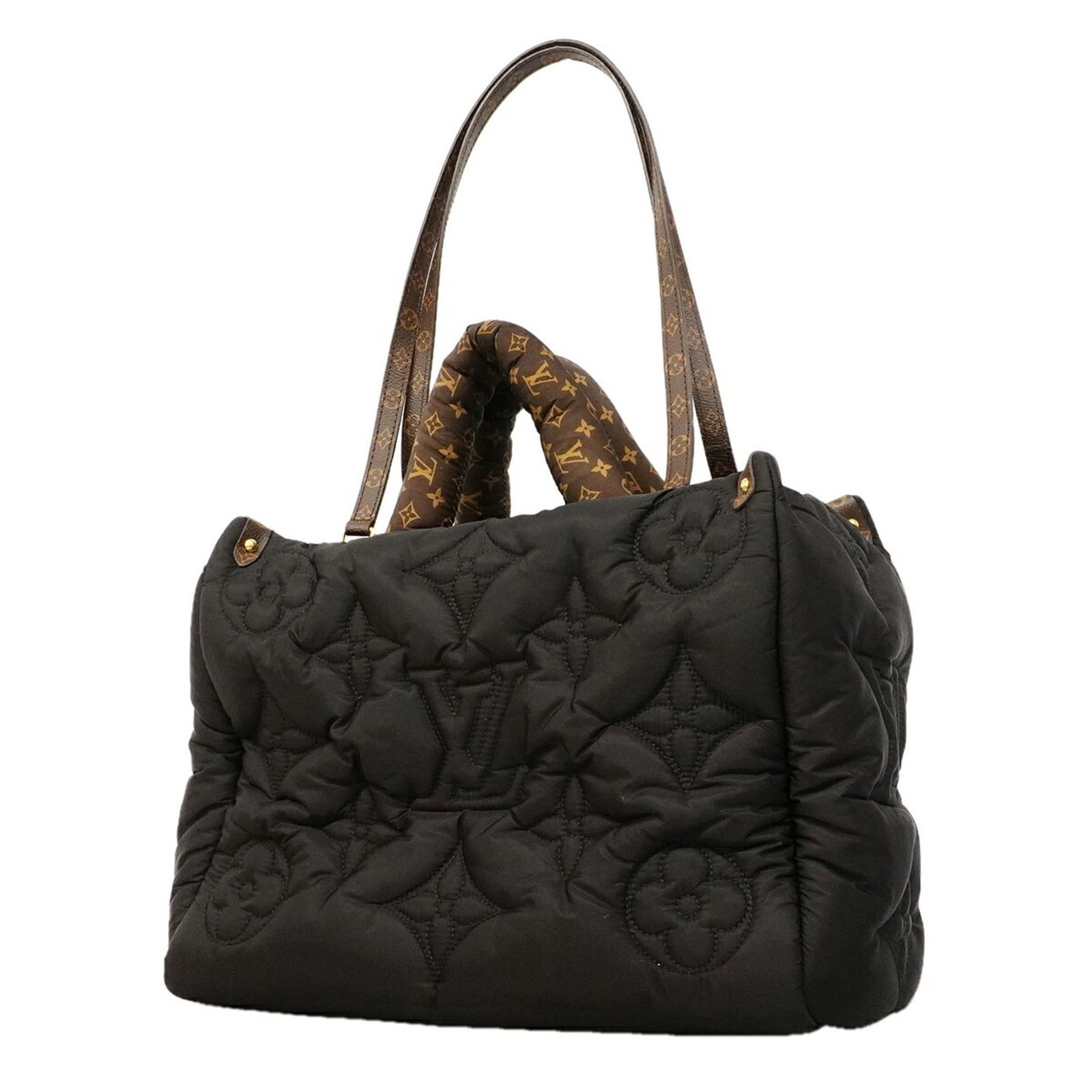 Louis Vuitton Tote Bag: Louis Vuitton Tote Bag Black and Brown Louis Vuitton Tote Bag. This classic tote bag features the iconic monogram pattern in both black and brown colors, measuring 27cm x 35cm x 16cm. With its timeles