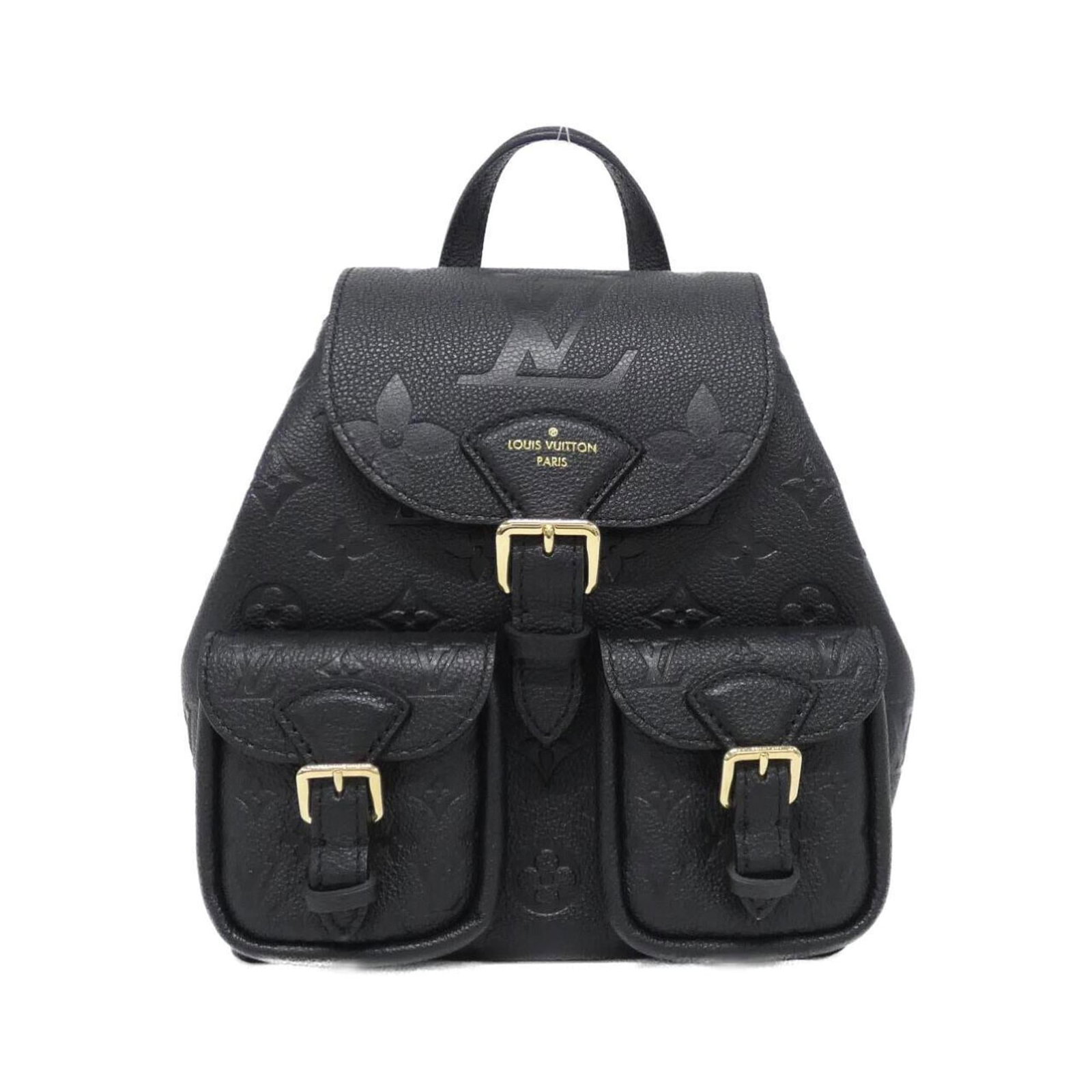 Leather Louis Vuitton Backpack: Leather Louis Vuitton Backpack Black Calfskin Leather Louis Vuitton Backpack with Dust Bag. This classic backpack features the iconic monogram pattern and is made from high-quality leather, including 