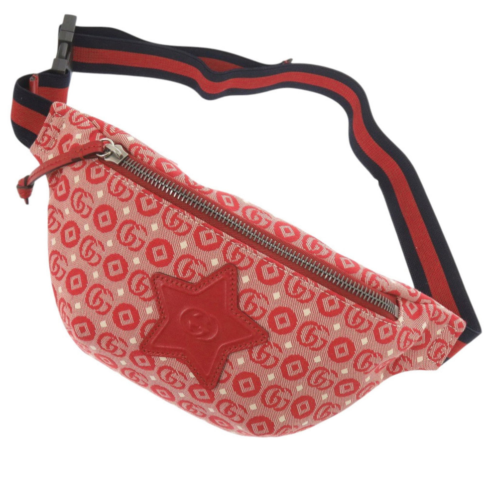Canvas leather sling bag fanny pack by Gucci: Canvas leather sling bag fanny pack by Gucci Canvas leather sling bag fanny pack by Gucci, featuring a bold red color and durable canvas and leather materials. This stylish accessory comes with a