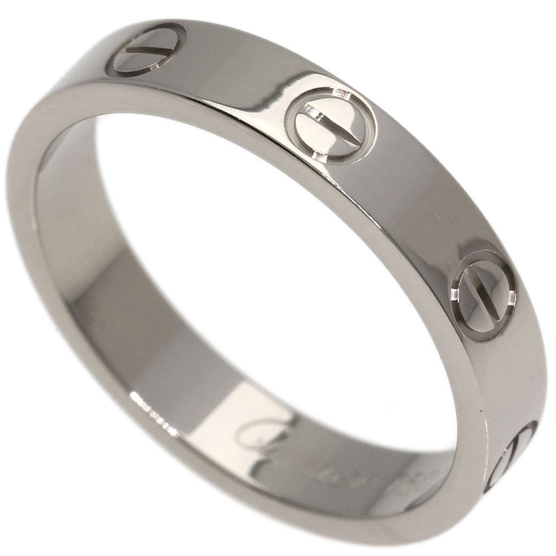 Cartier Mini Love Ring # 52 Ring K18 White Gold: Cartier Mini Love Ring # 52 Ring K18 White Gold Cartier's Mini Love Ring #52 boasts elegant simplicity with its K18 White Gold construction, showcasing the purity of 75% gold. This sterling