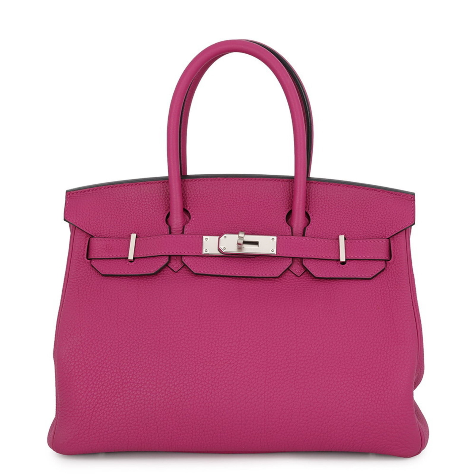 Togo Leather Handbag Hermes: Togo Leather Handbag Hermes Togo leather handbag from the iconic Hermes Birkin line, crafted in France with a rich rose purple hue and sleek silver hardware. This stylish and sophisticated design