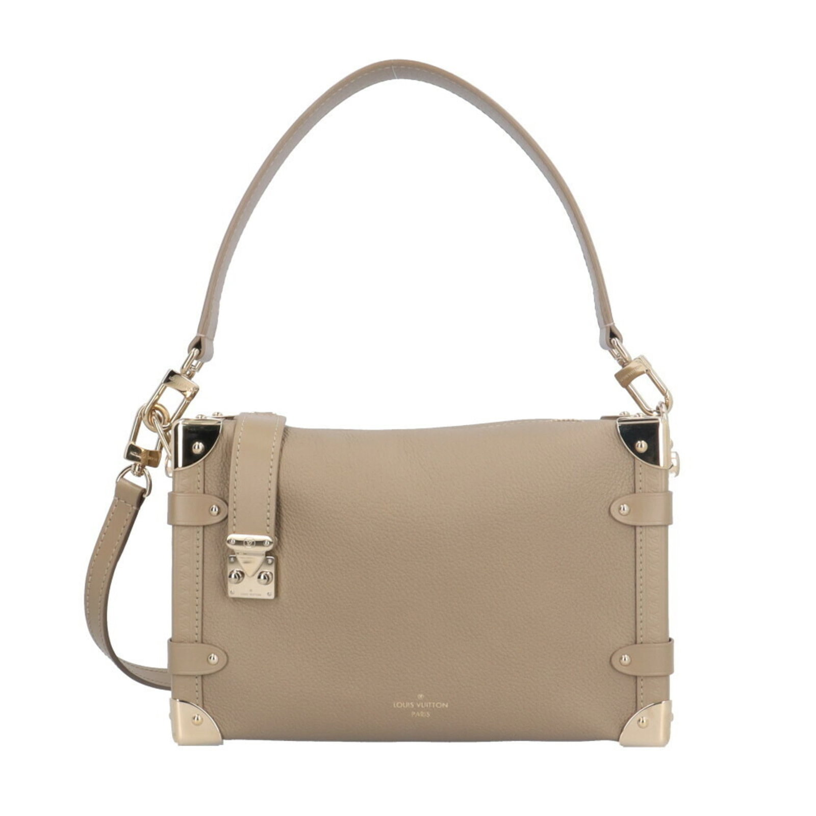 Shoulder Bag Leather Louis Vuitton: Shoulder Bag Leather Louis Vuitton This Louis Vuitton M25072 shoulder bag boasts a classic design with a timeless beige and taupe color combination, perfectly complemented by its premium leather