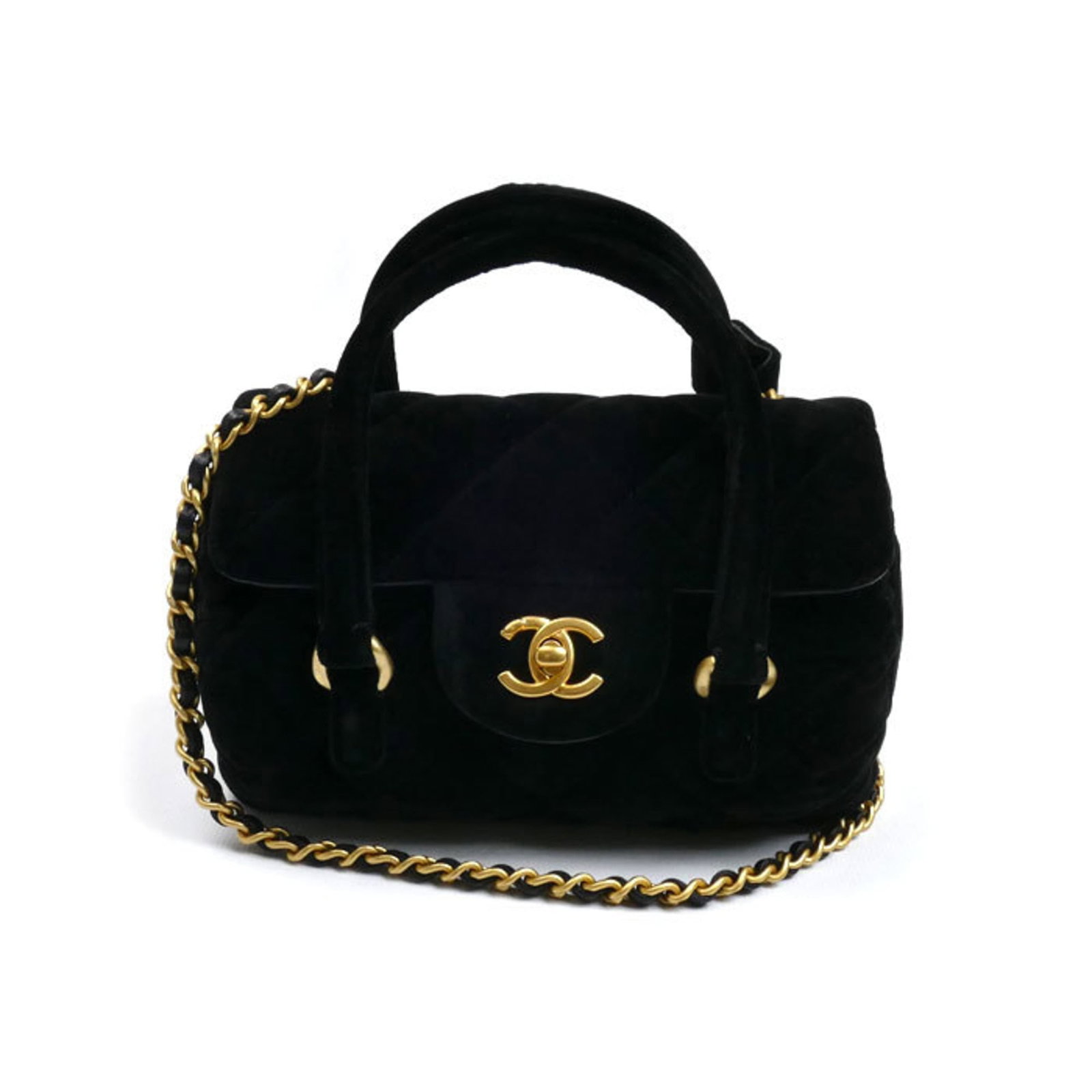 Chanel Shoulder Bag Velvet: Chanel Shoulder Bag Velvet The Chanel Shoulder Bag Velvet boasts sleek, all-black velvet exterior and elegant gold hardware. Its spacious interior is perfectly complemented by the adjustable strap and