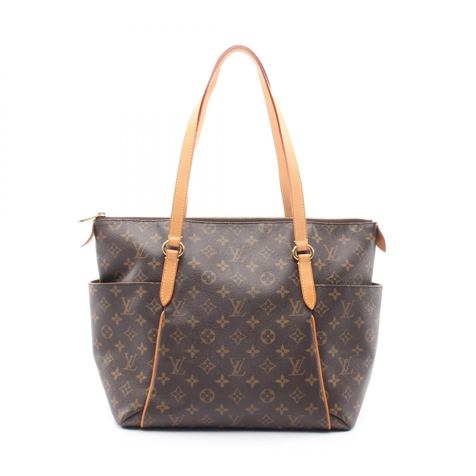 Louis Vuitton Handbag Tote Bag Monogram Leather: Louis Vuitton Handbag Tote Bag Monogram Leather Monogrammed leather tote bag from Louis Vuitton, featuring the iconic brown monogram pattern. Made from high-quality leather, this classic design measur