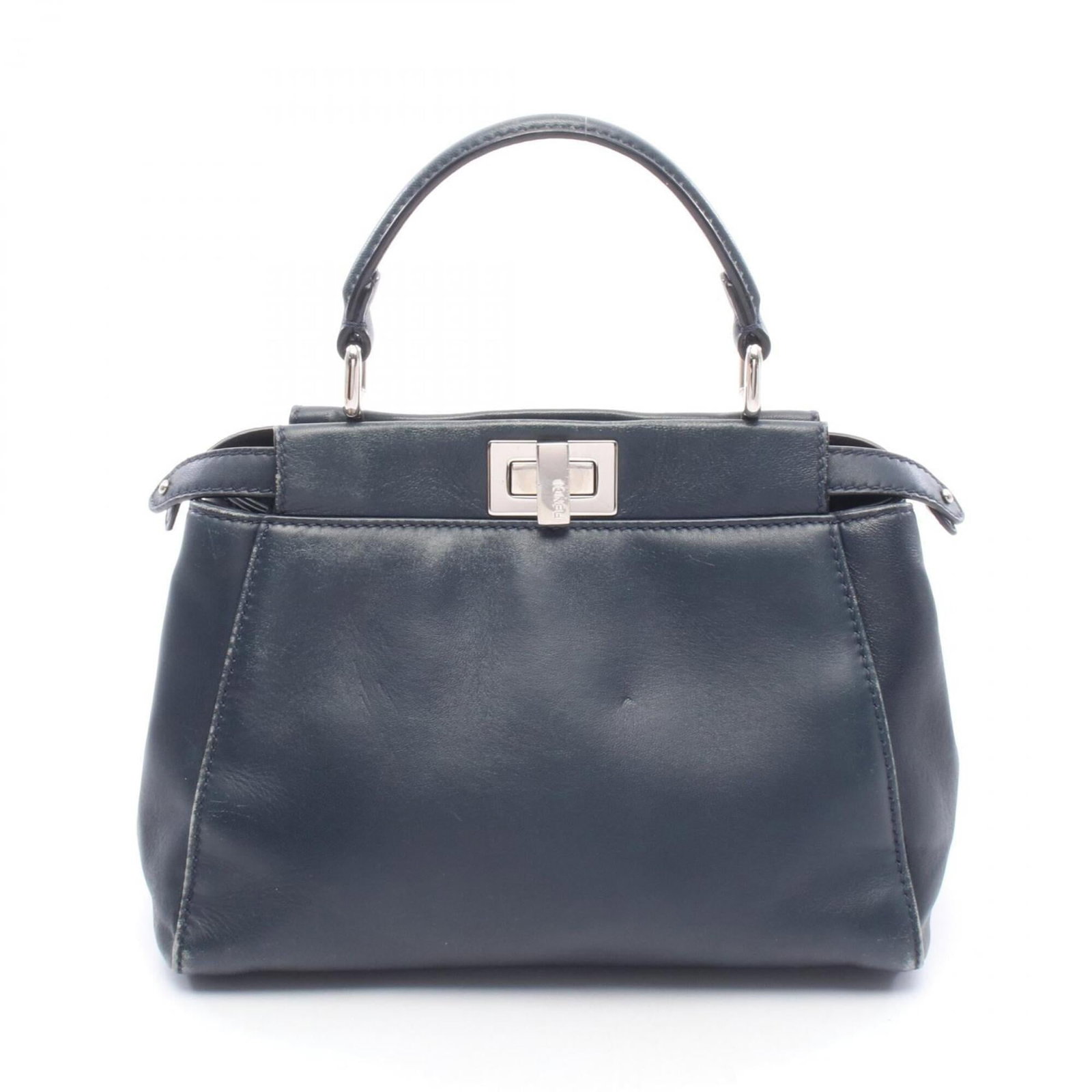 Fendi Handbag Leather: Fendi Handbag Leather Navy Fendi handbag leather, measuring 18cm x 23cm x 11cm, offers a sleek and sophisticated design. Made from high-quality leather, its classic size and timeless style make it a