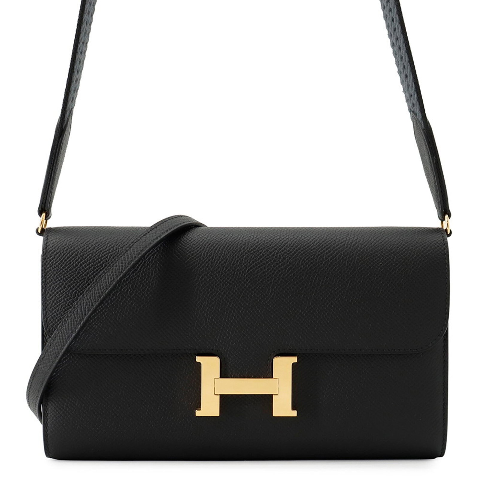 Hermes Leather Chain Shoulder Wallet Epsom: Hermes Leather Chain Shoulder Wallet Epsom Epsom leather gives this chain shoulder wallet its sleek, sophisticated look. Measuring 11.5cm x 20.5cm and featuring a 1.12m strap, it's designed for women