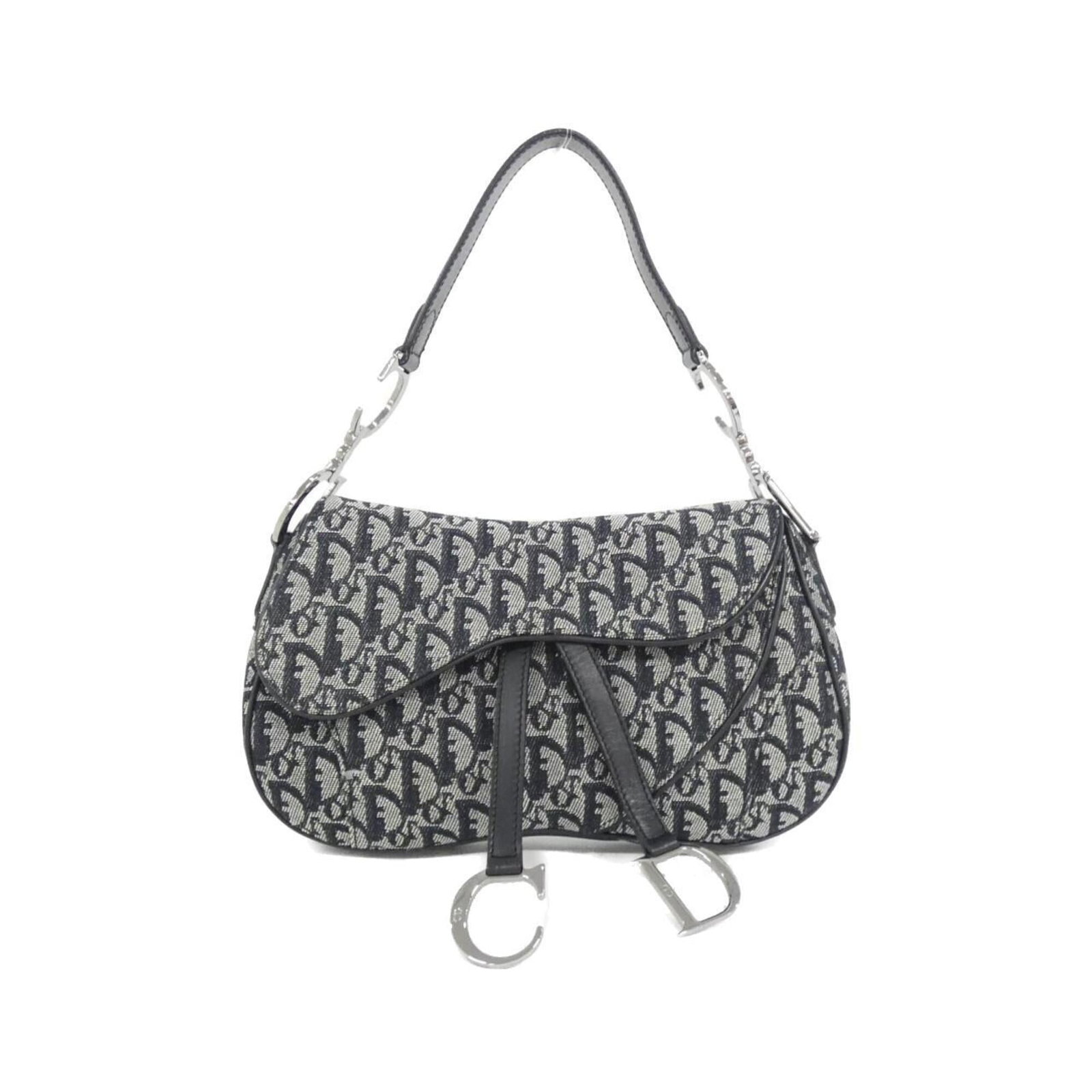 Shoulder Bag by Christian Dior: Shoulder Bag by Christian Dior Black canvas shoulder bag by Christian Dior, measuring 18cm x 28cm x 6cm. This stylish bag features a classic design with clean lines and a sleek silhouette. Its