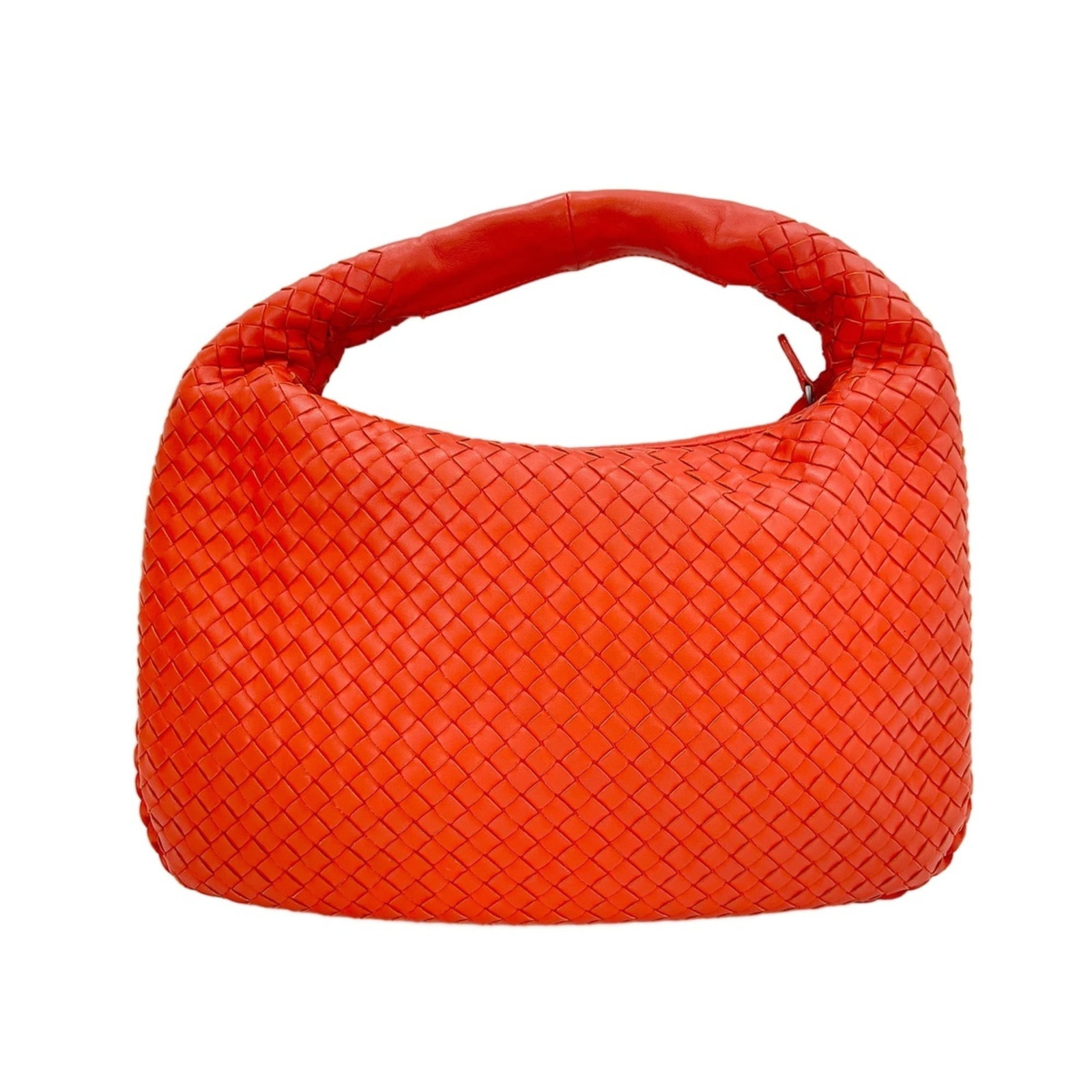 Veneta Leather Handbag: Veneta Leather Handbag Bottega Veneta's iconic Veneta Leather Handbag boasts vibrant orange hues and sleek, sophisticated design. This stylish bag measures 23cm x 37cm x 4cm, making it the perfect