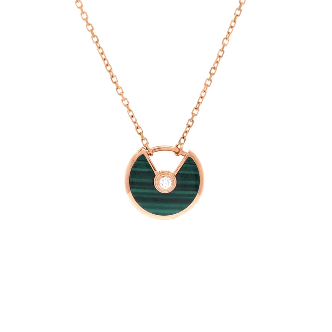 Cartier Amulette de Cartier Pendant Necklace 18K Rose Gold with Malachite (1 of 4)