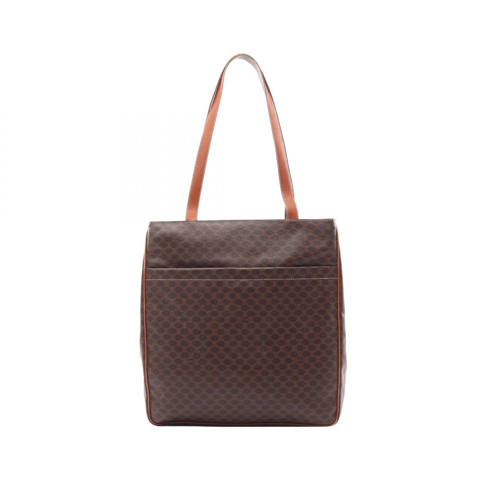 Canvas Leather Handbag Tote Coated Celine: Canvas Leather Handbag Tote Coated Celine Coated canvas and leather blend in a rich brown hue, creating a sophisticated and durable tote bag. The Celine brand's signature style is evident in its