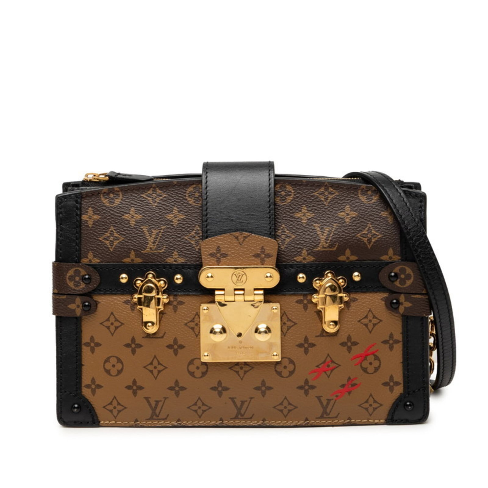 Louis Vuitton PVC Leather Bag Shoulder: Louis Vuitton PVC Leather Bag Shoulder PVC and leather combine in this Louis Vuitton shoulder bag, featuring a distinctive brown color. The bag measures 15cm x 22cm x 6cm and has a sturdy design with