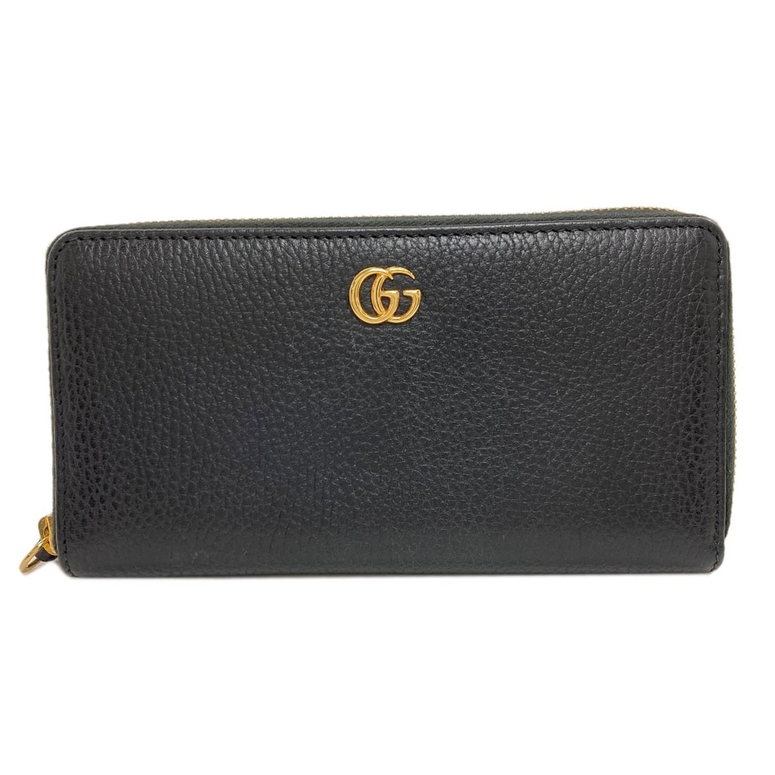 Double G Long Wallet Leather with Coin Pocket: Double G Long Wallet Leather with Coin Pocket Black leather double G long wallet with coin pocket. This classic design features a sleek black exterior and a convenient coin pocket for added